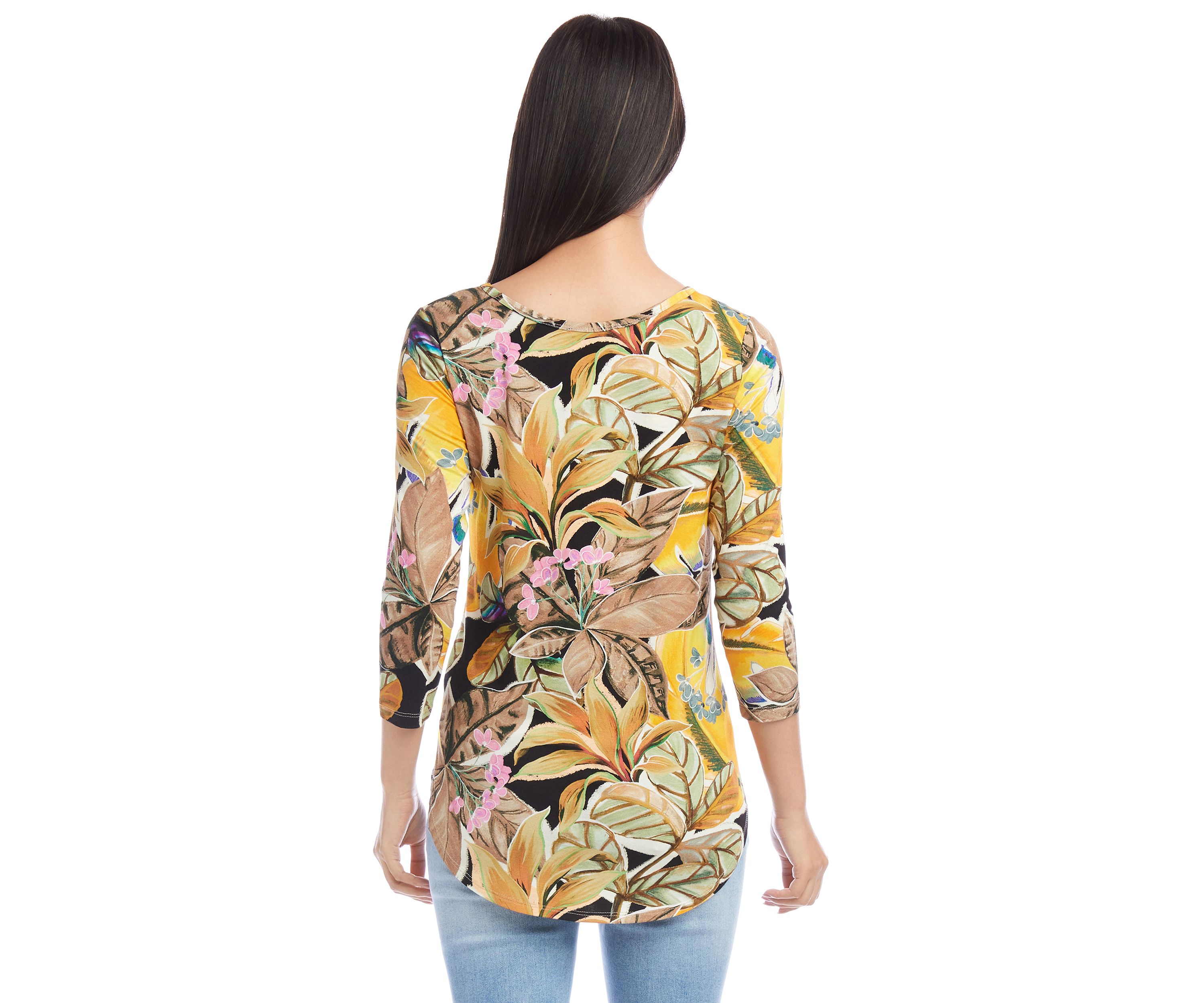 Womens 3/4 Sleeve Shirttail Top