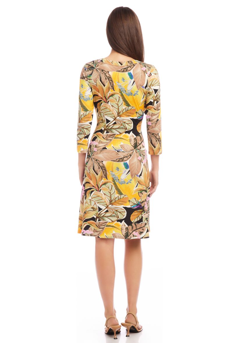 Womens 3/4 Sleeve A-Line Dress
