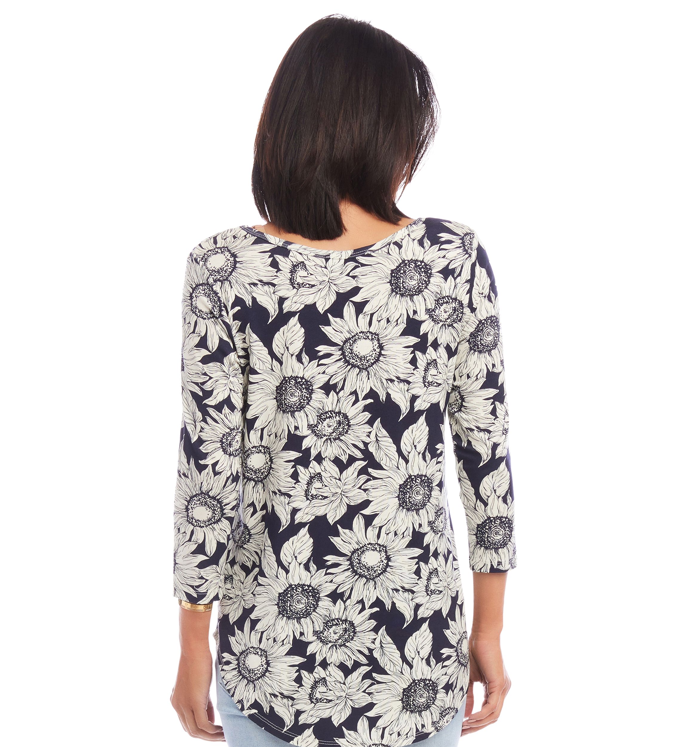 Womens 3/4 Sleeve Shirttail Top