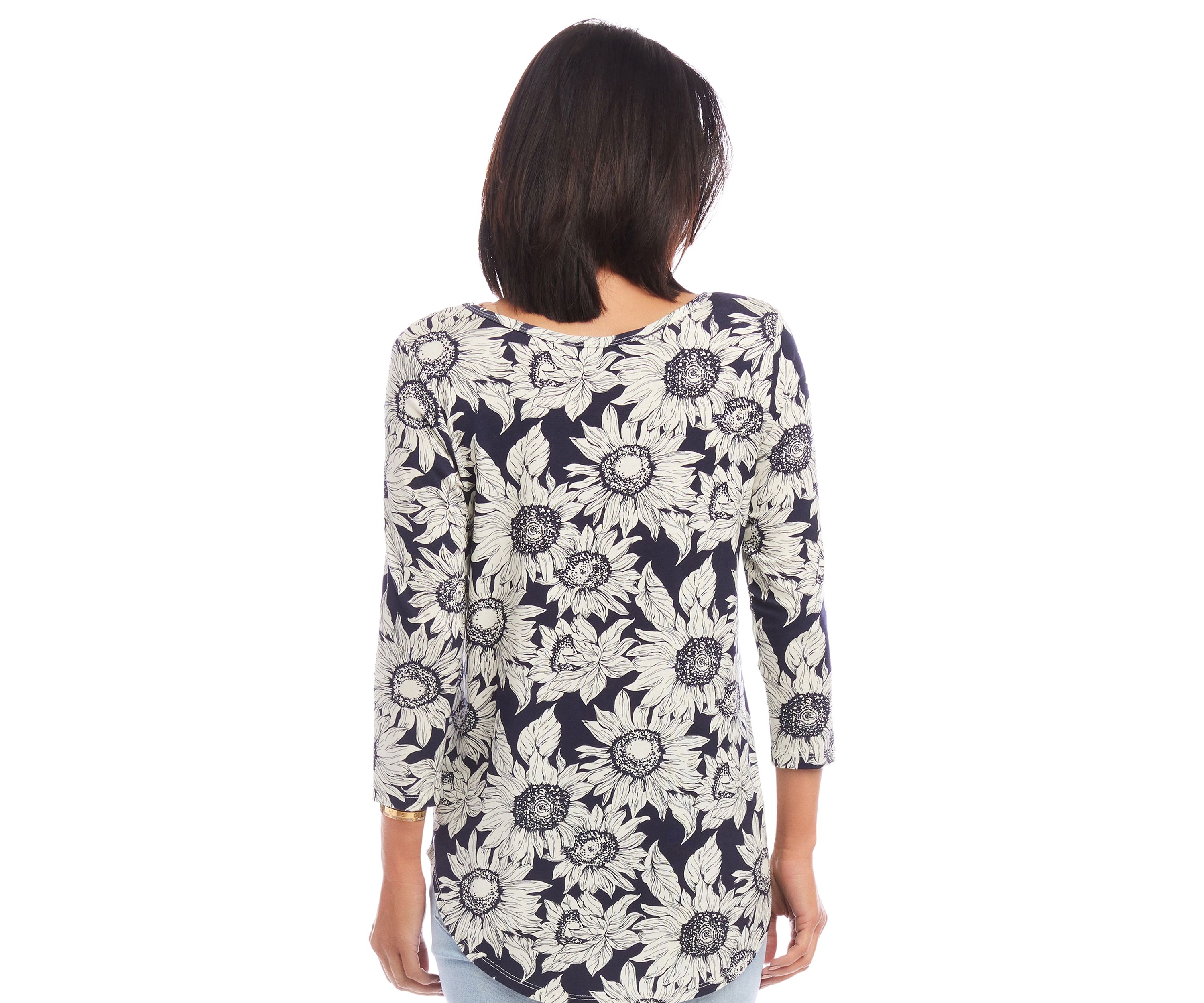 Womens 3/4 Sleeve Shirttail Top