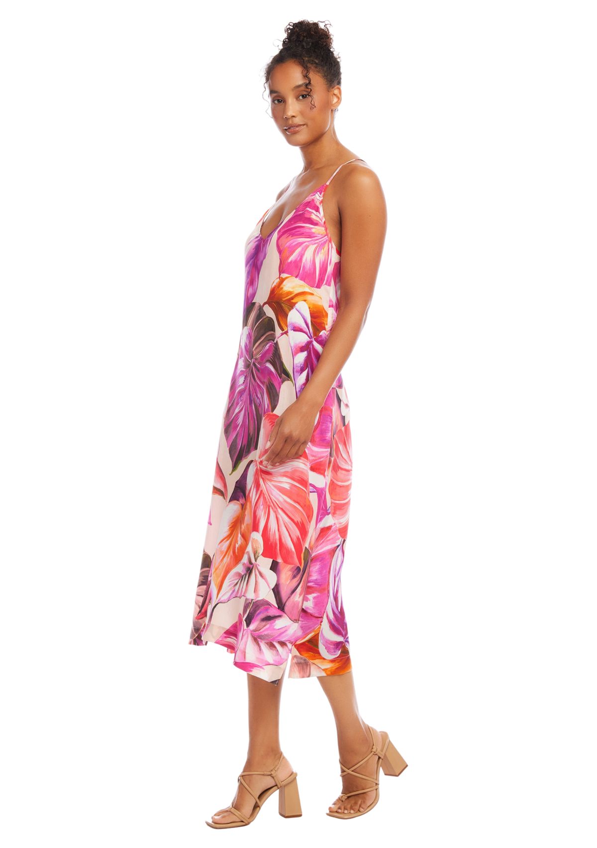 Womens Side Slit Midi Dress