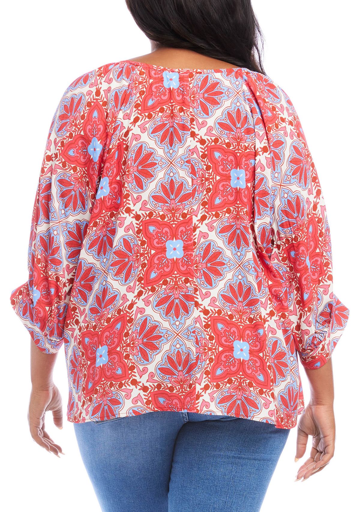 Plus Size Printed Blouson Sleeve Top 