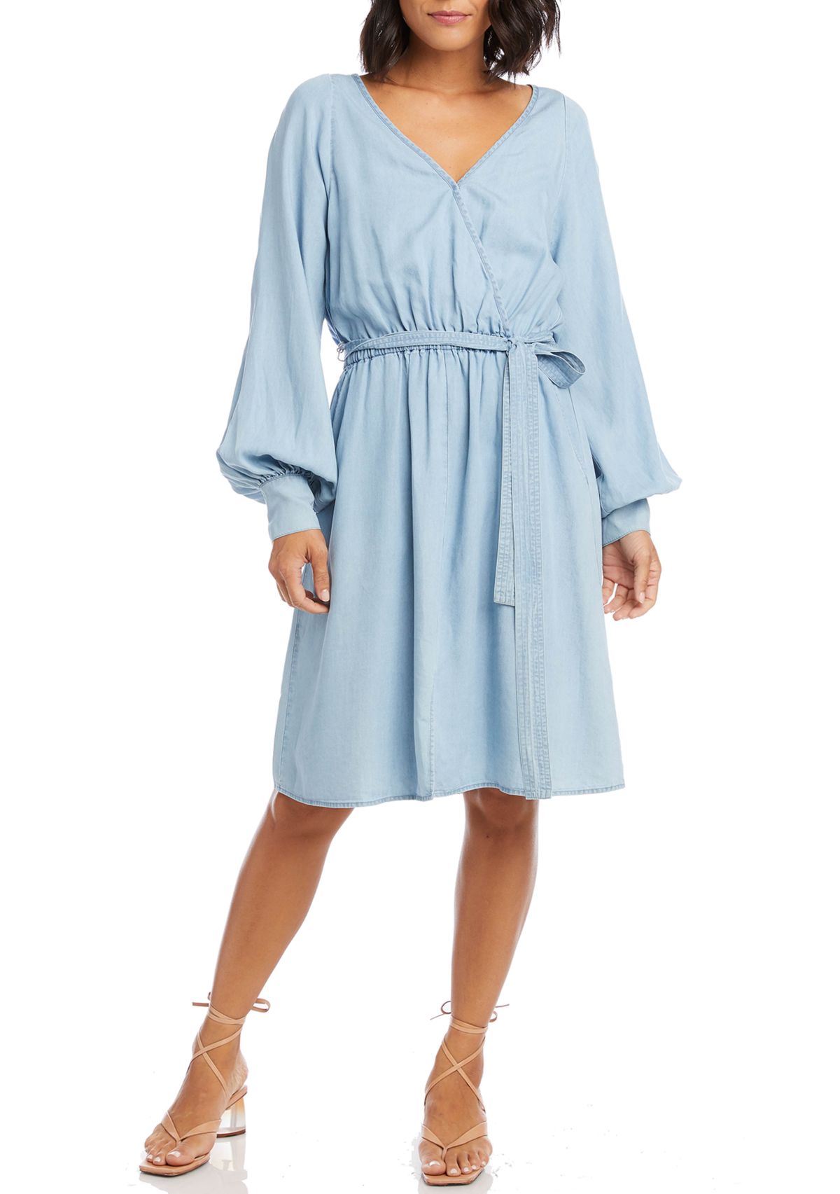 Womens Long Sleeve Chambray Dress