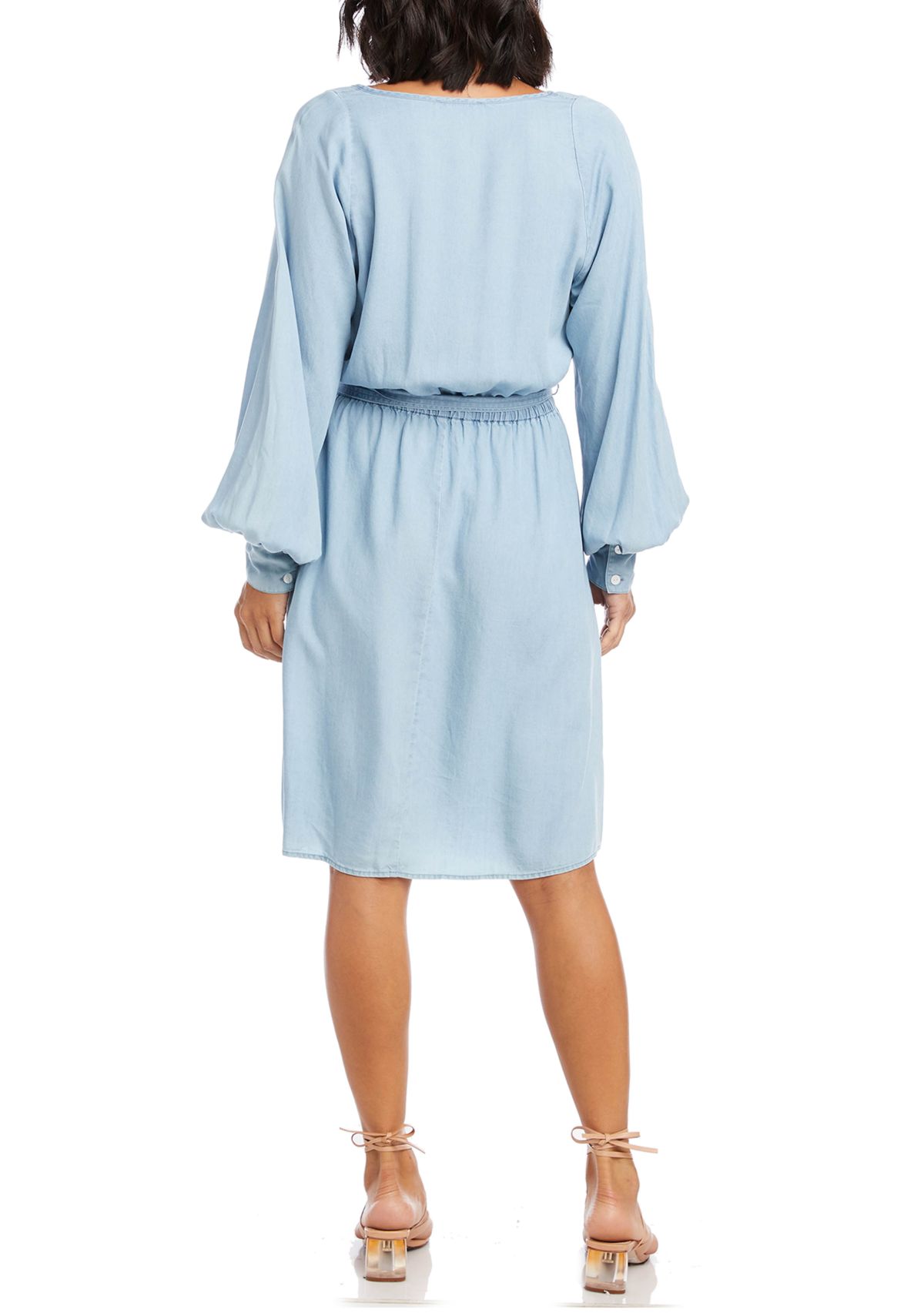 Womens Long Sleeve Chambray Dress