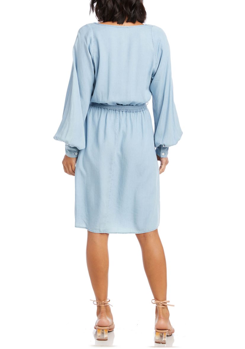 Womens Long Sleeve Chambray Dress