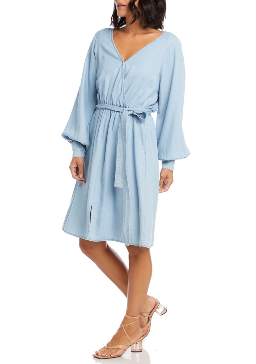 Womens Long Sleeve Chambray Dress