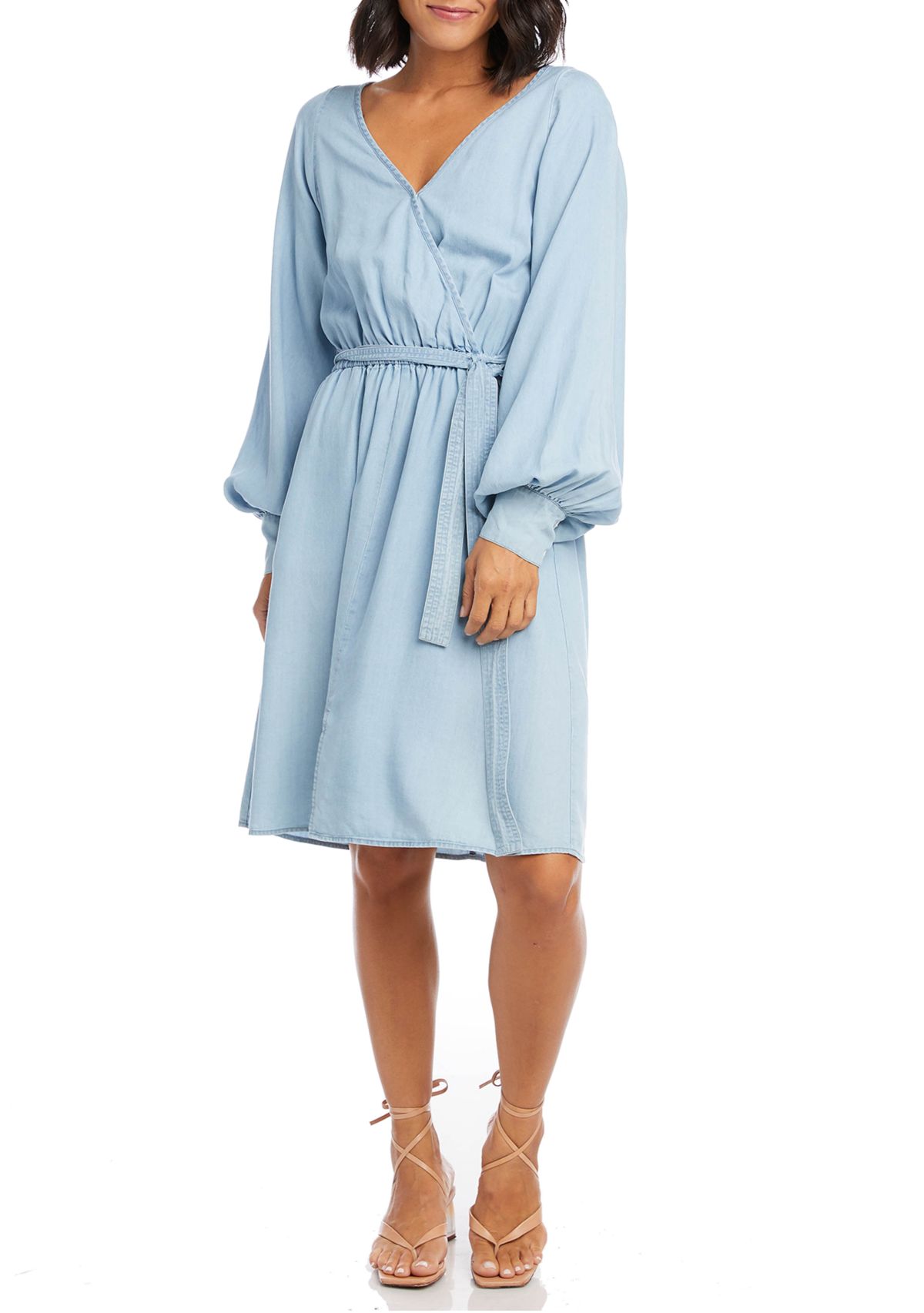 Womens Long Sleeve Chambray Dress