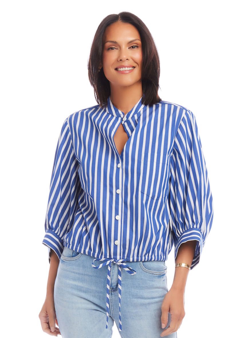 Womens Stripe Tie Waist Top