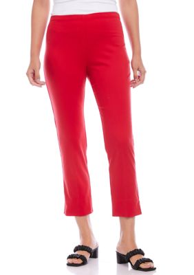 Karen Kane Pintuck Knit Cropped Pull-On Straight Leg Pants