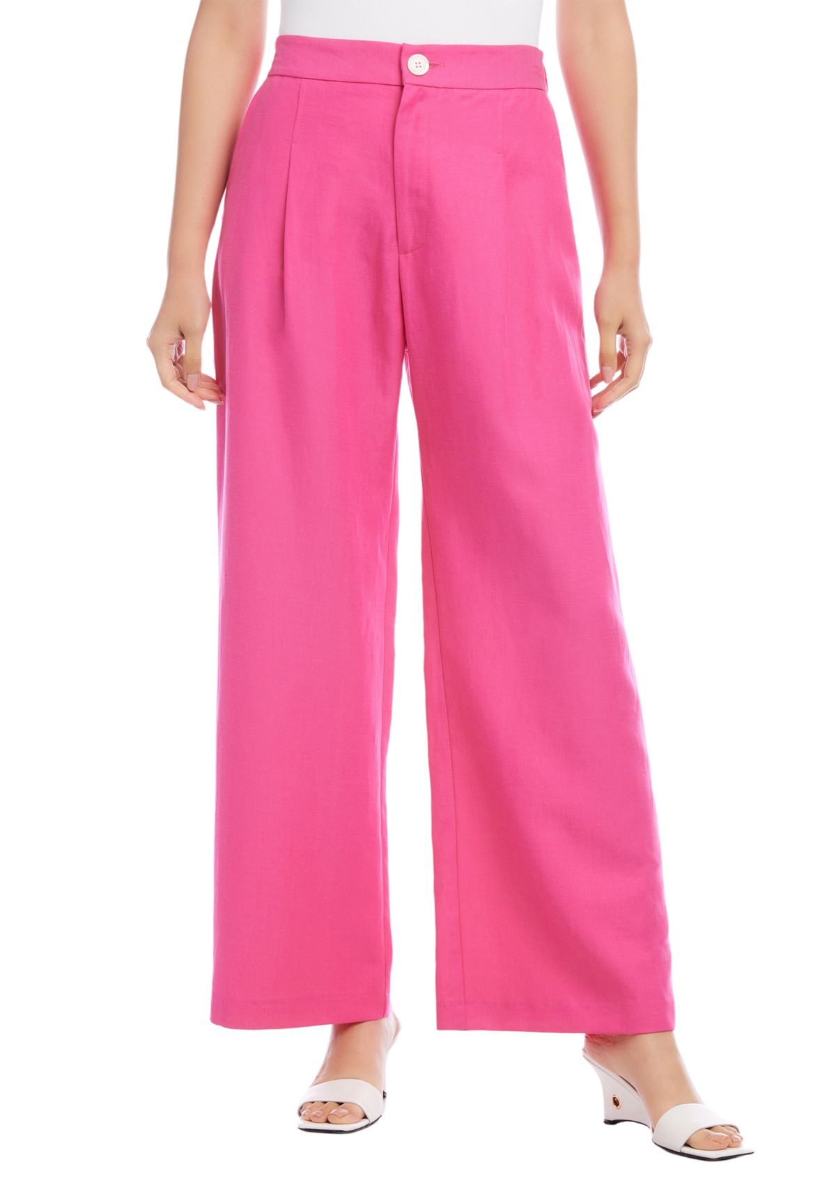 Petite High Waist Pleated Pants