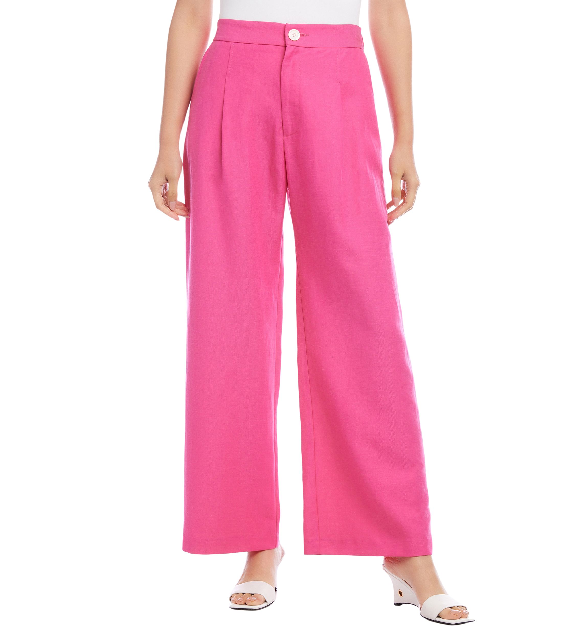 Petite High Waist Pleated Pants