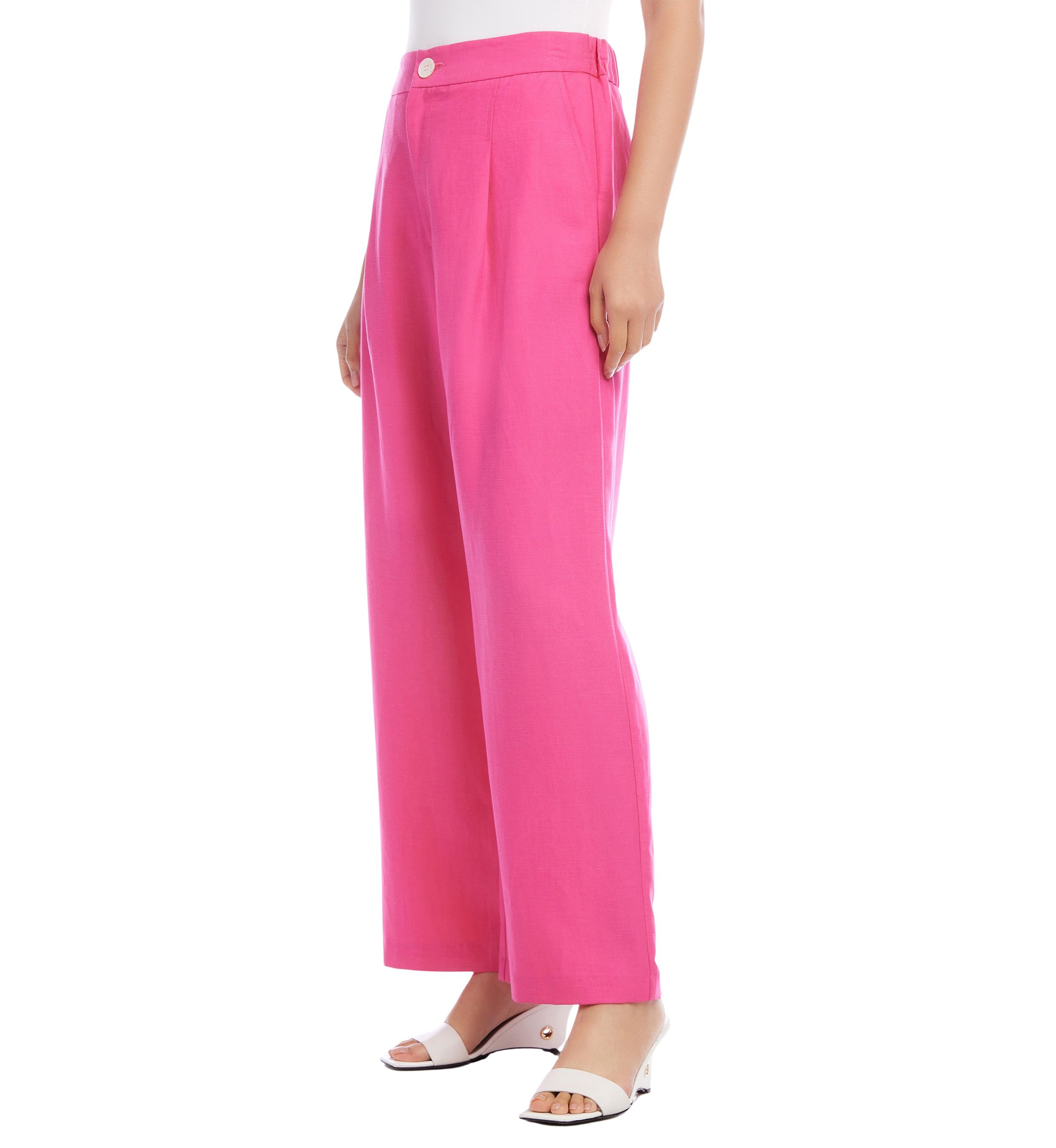 Petite High Waist Pleated Pants