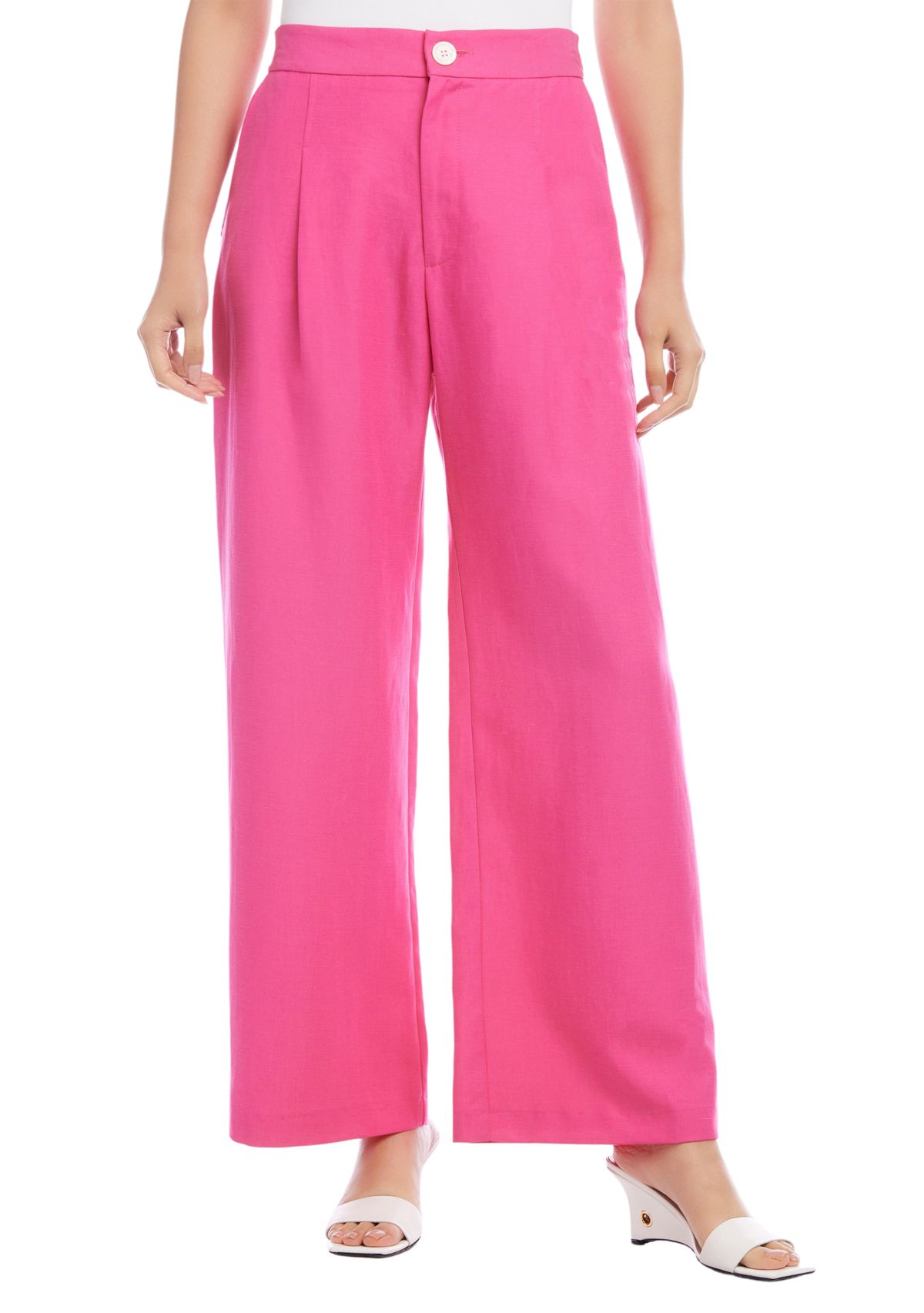 Petite High Waist Pleated Pants