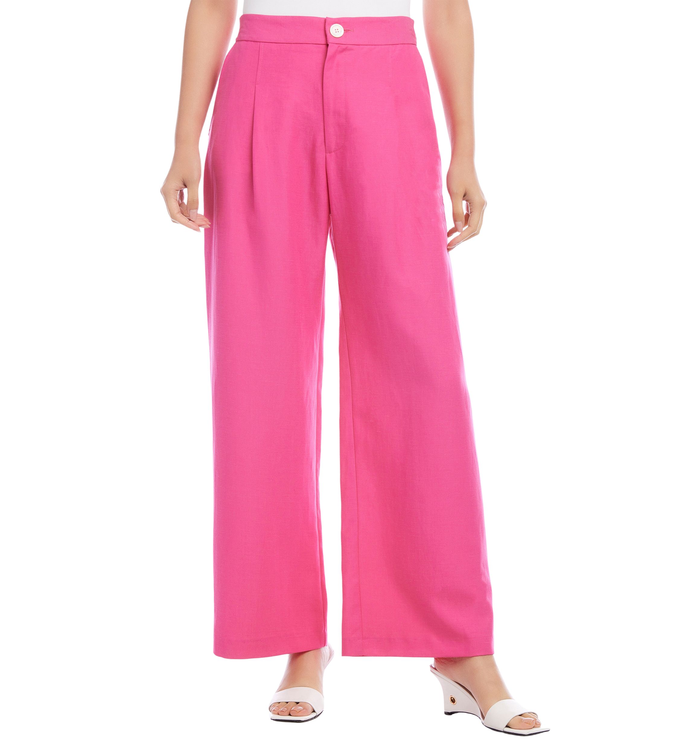 Petite High Waist Pleated Pants
