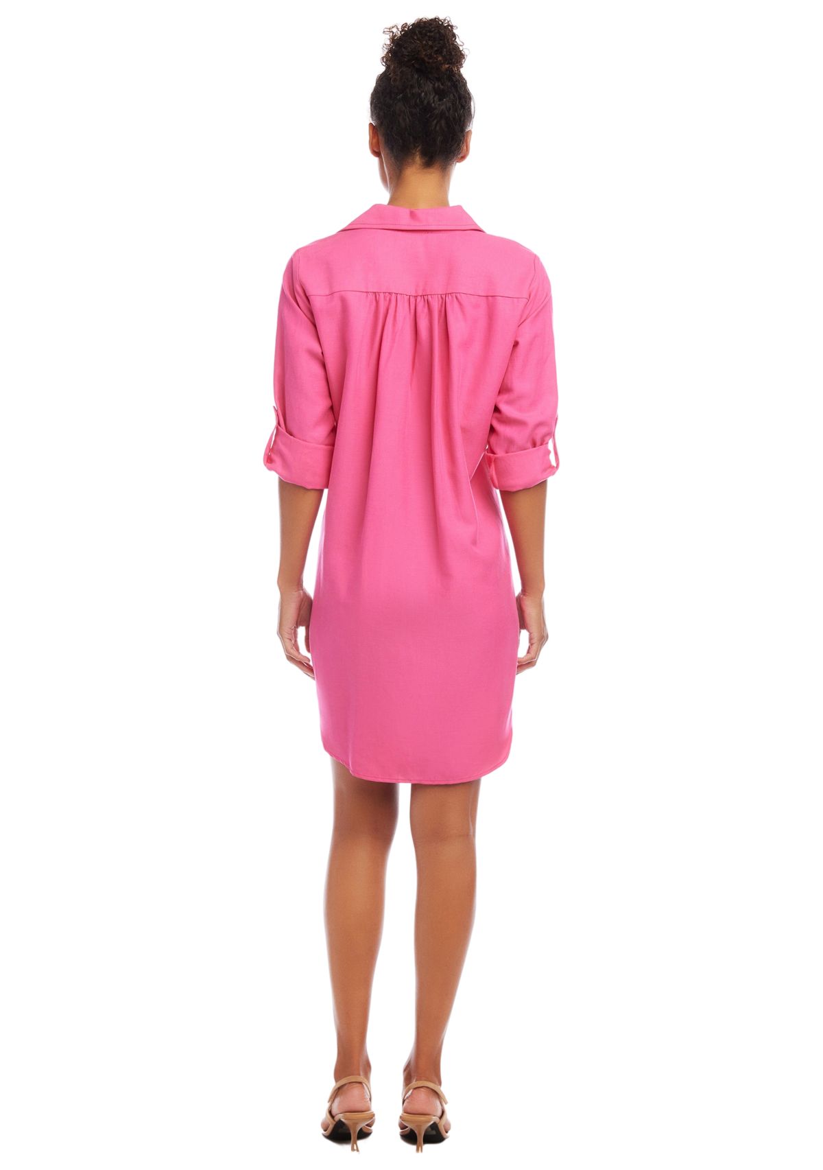 Womens Roll Tab Sleeve Shirtdress