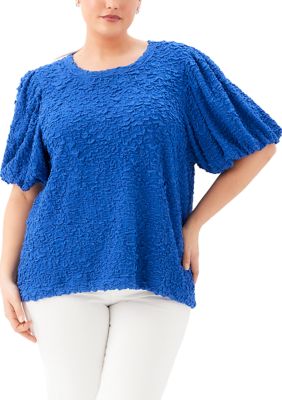 Karen Kane Women's Plus Size Puff Sleeve Textured Top