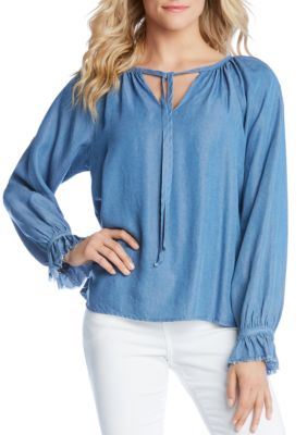 Karen Kane Ruffled Cuff Peasant Top | belk