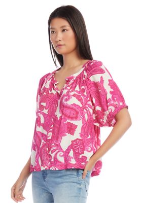 Women's Short Sleeve Peasant Top