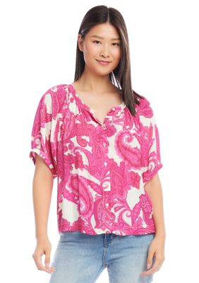 Women's Short Sleeve Peasant Top