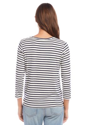 Women's 3/4 Sleeve Tie Front Top