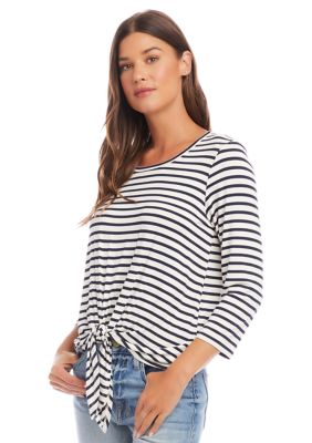 Women's 3/4 Sleeve Tie Front Top