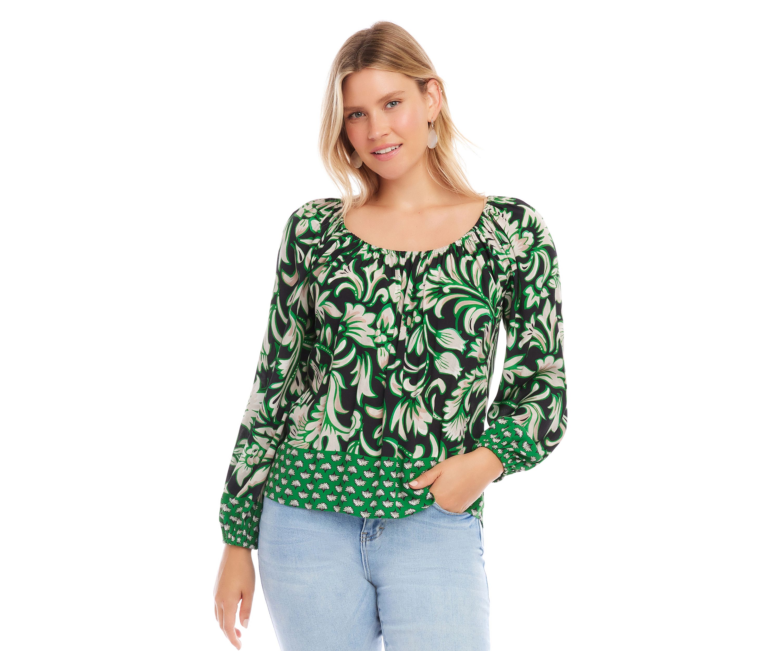Womens Border Print Top