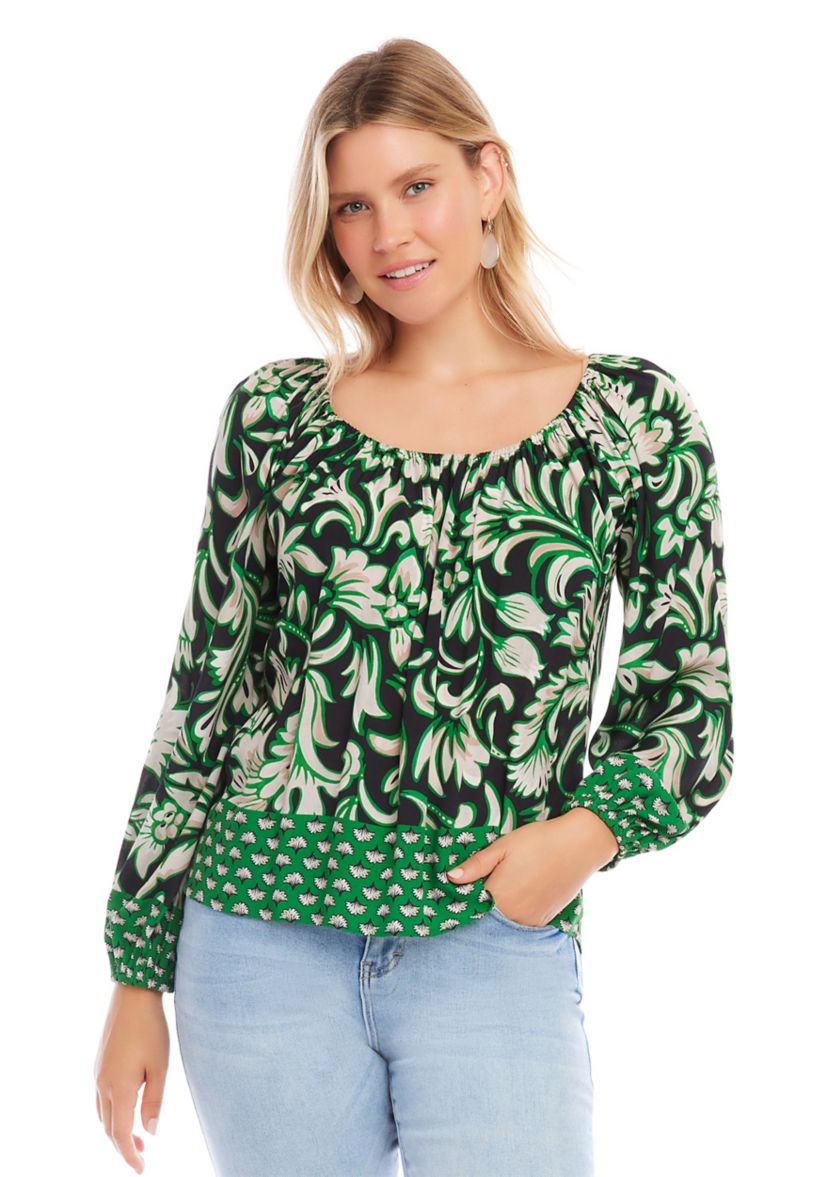 Womens Border Print Top