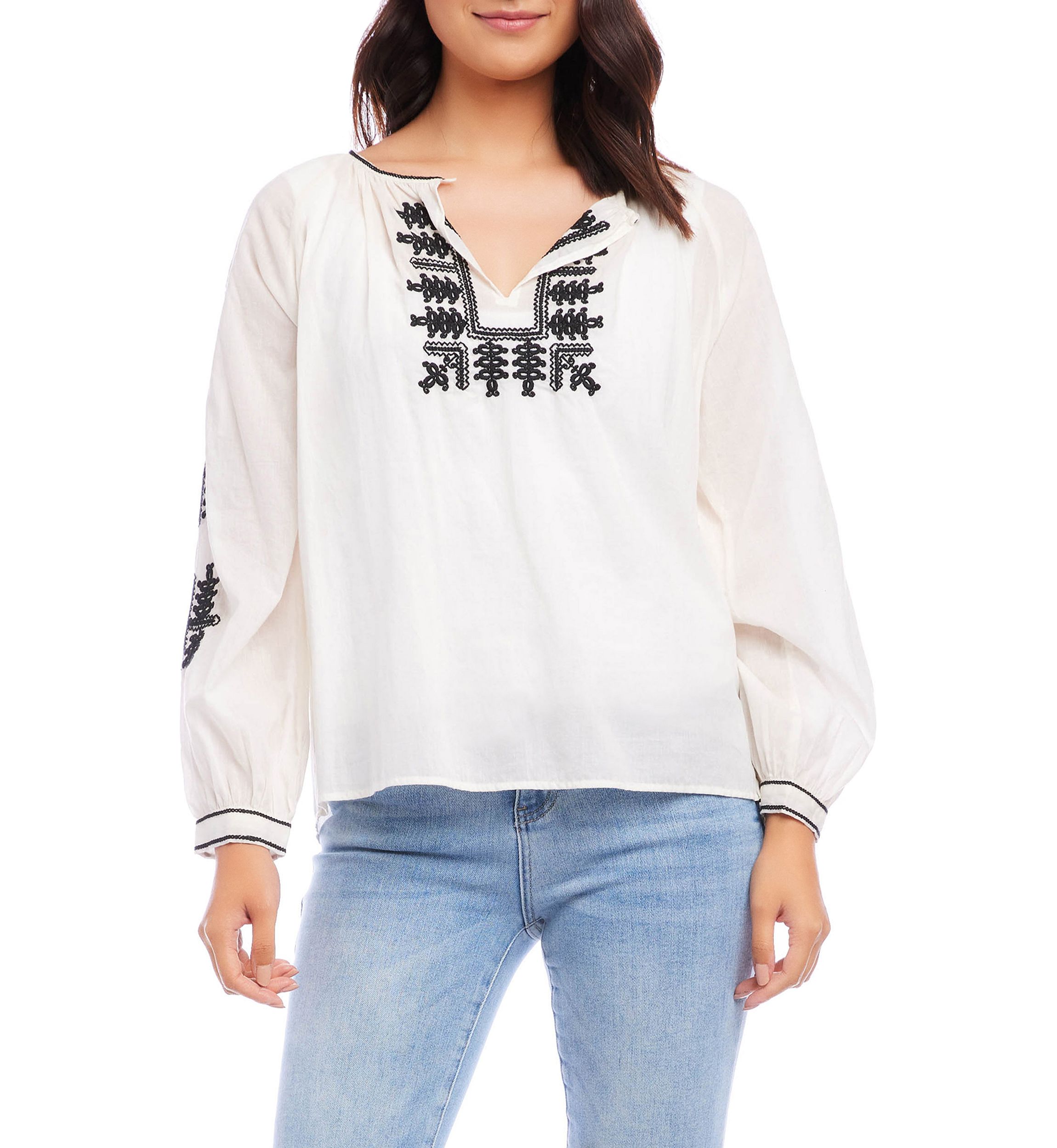 Womens Embroidered Peasant Top