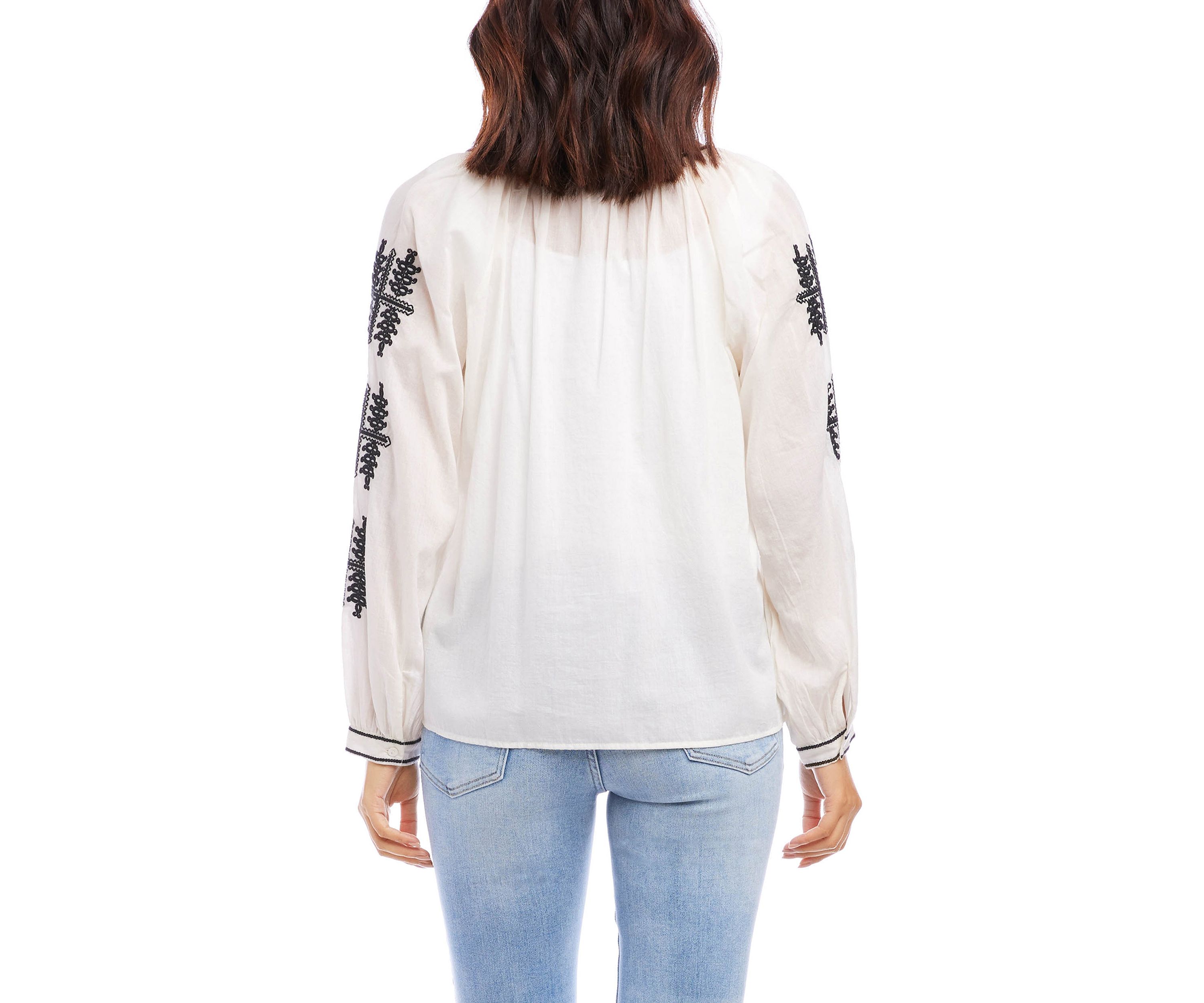 Womens Embroidered Peasant Top