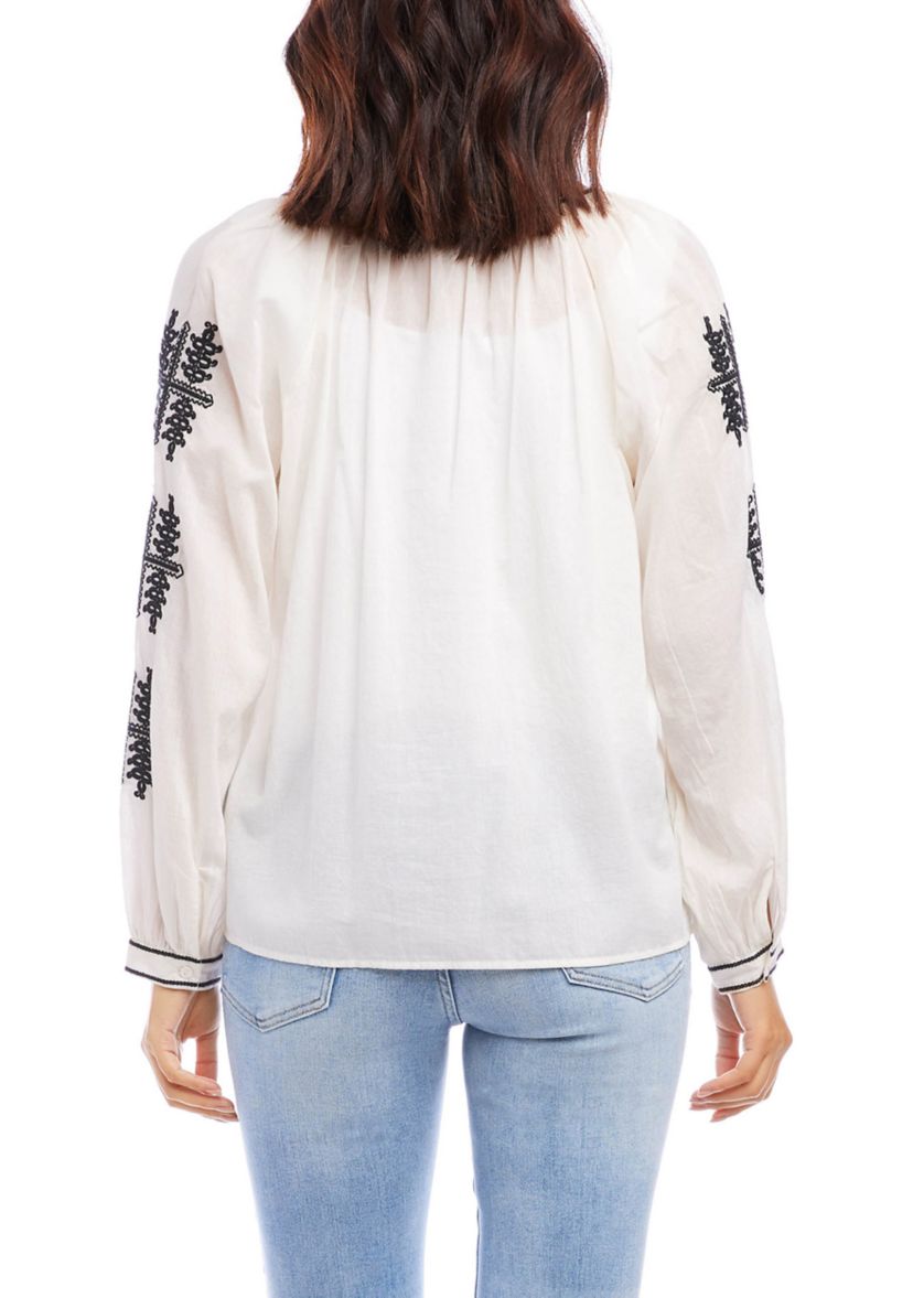 Womens Embroidered Peasant Top