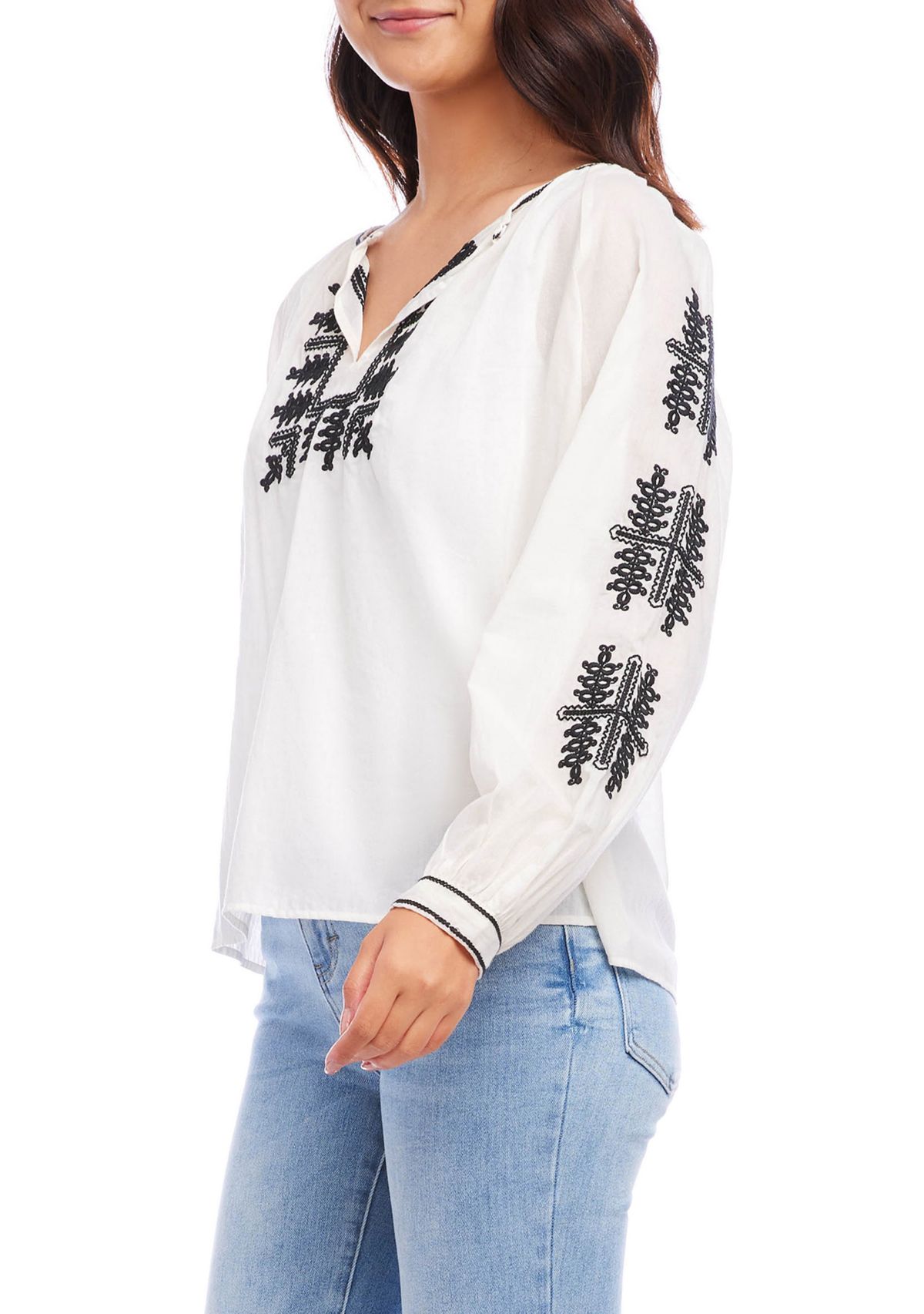 Womens Embroidered Peasant Top