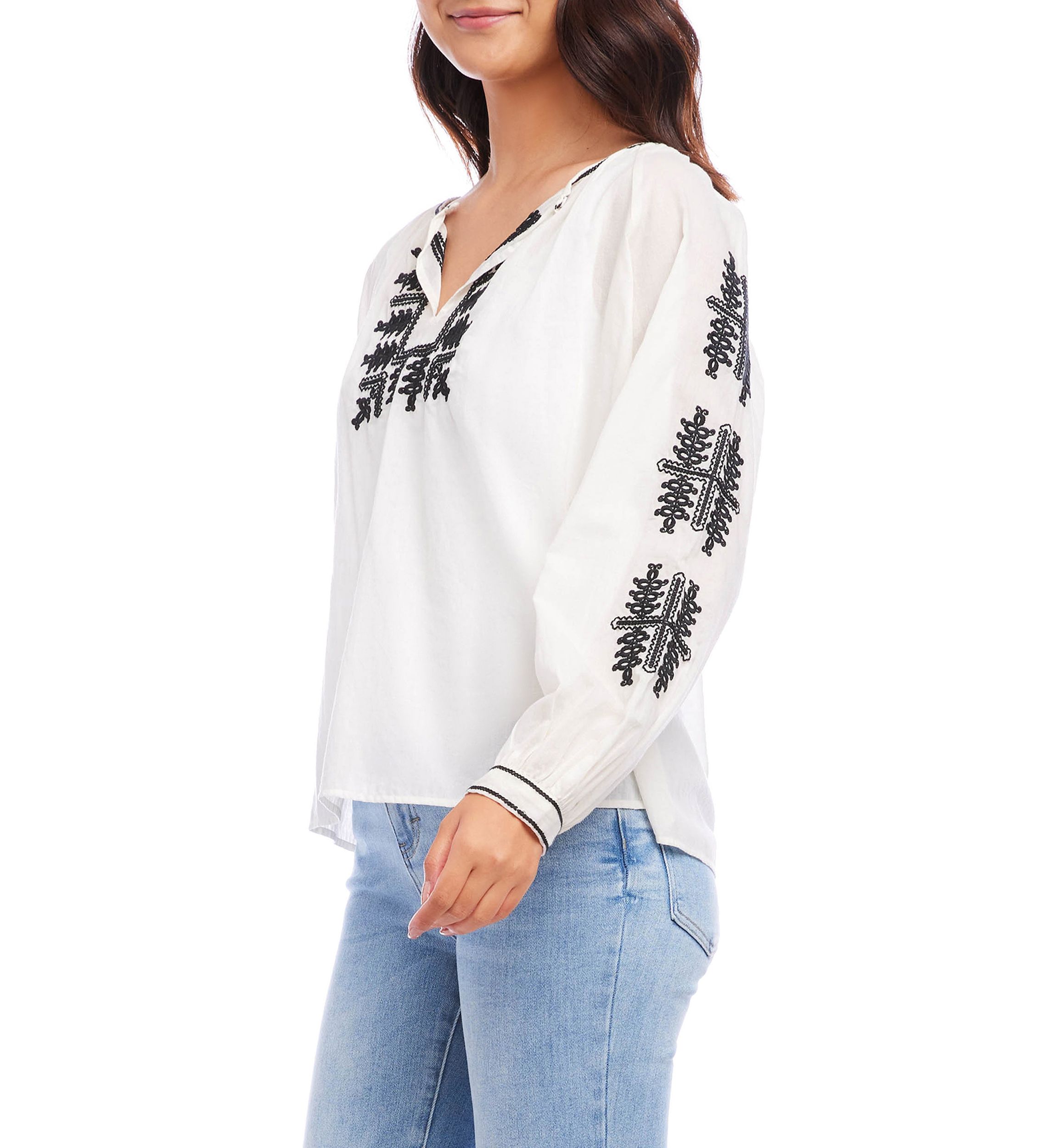 Womens Embroidered Peasant Top