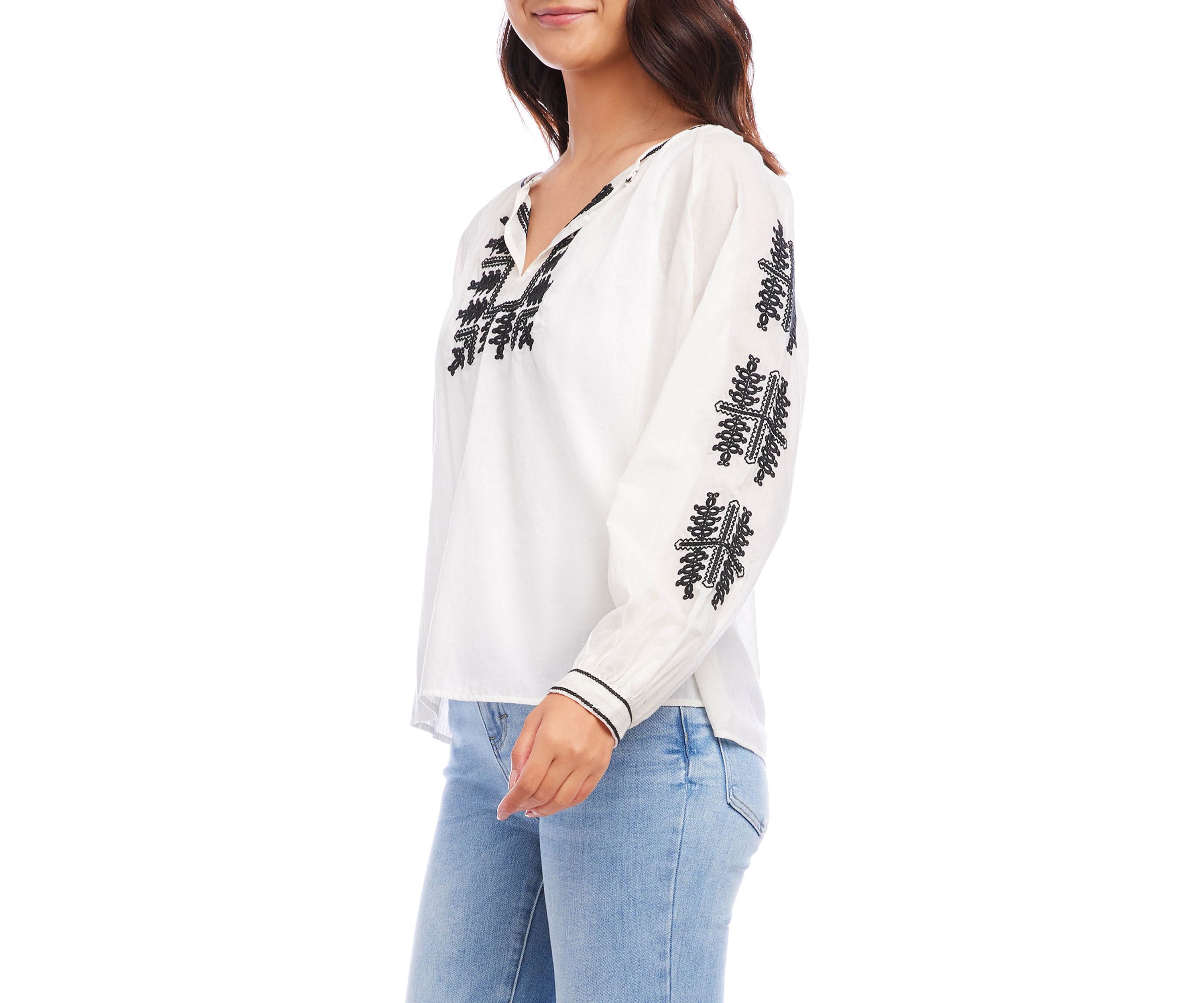 Womens Embroidered Peasant Top