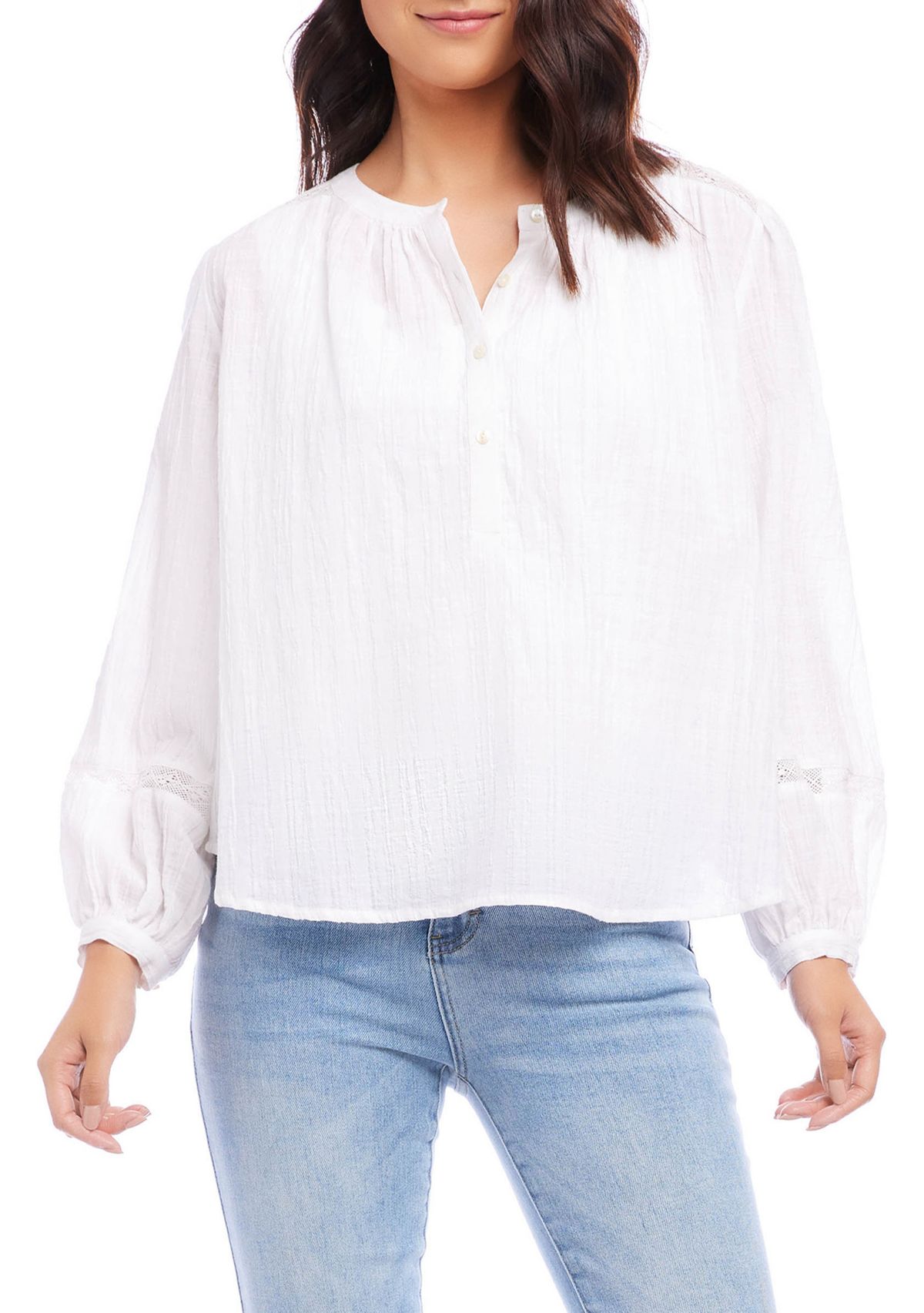 Womens Half Placket Cotton Top