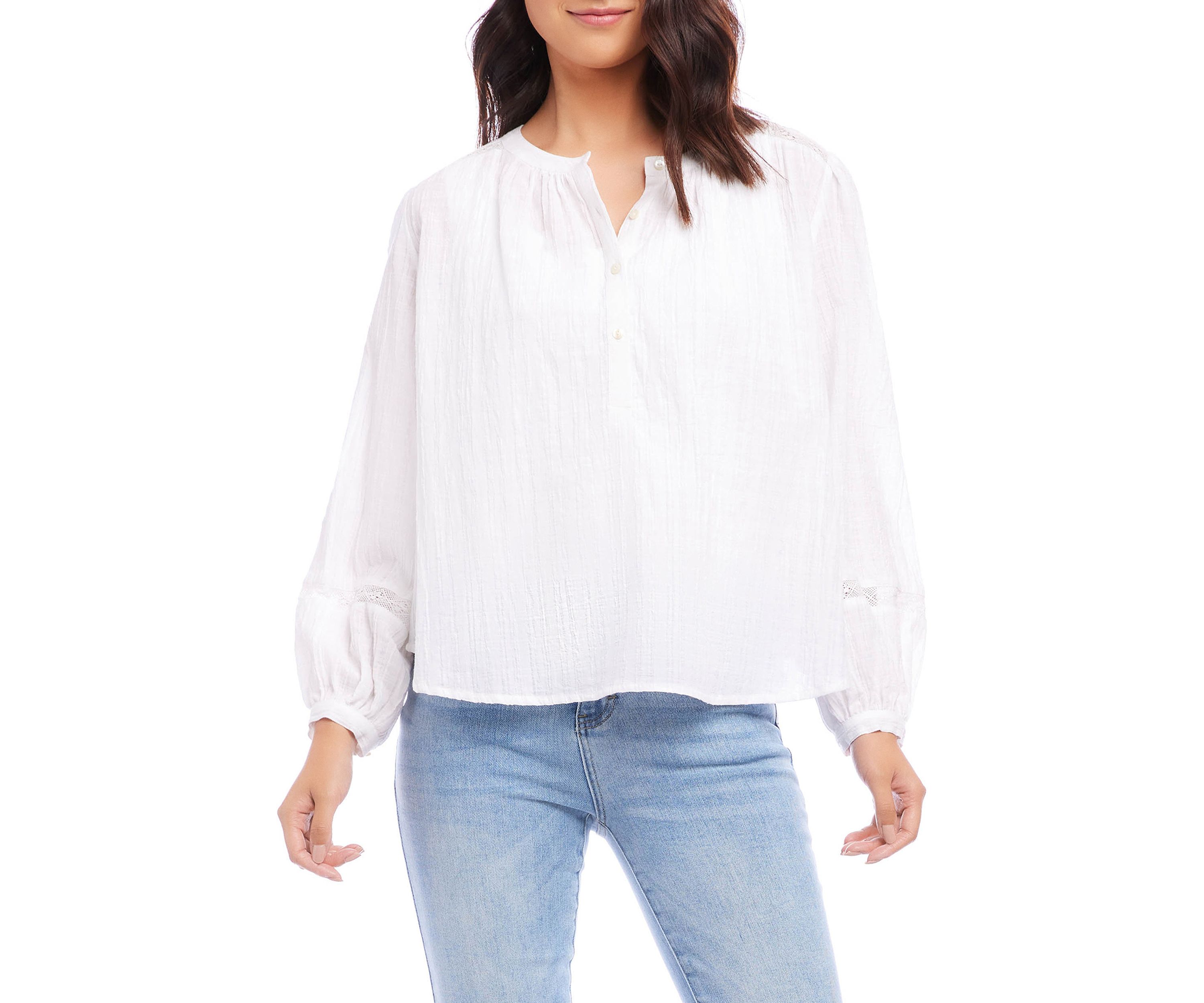 Womens Half Placket Cotton Top