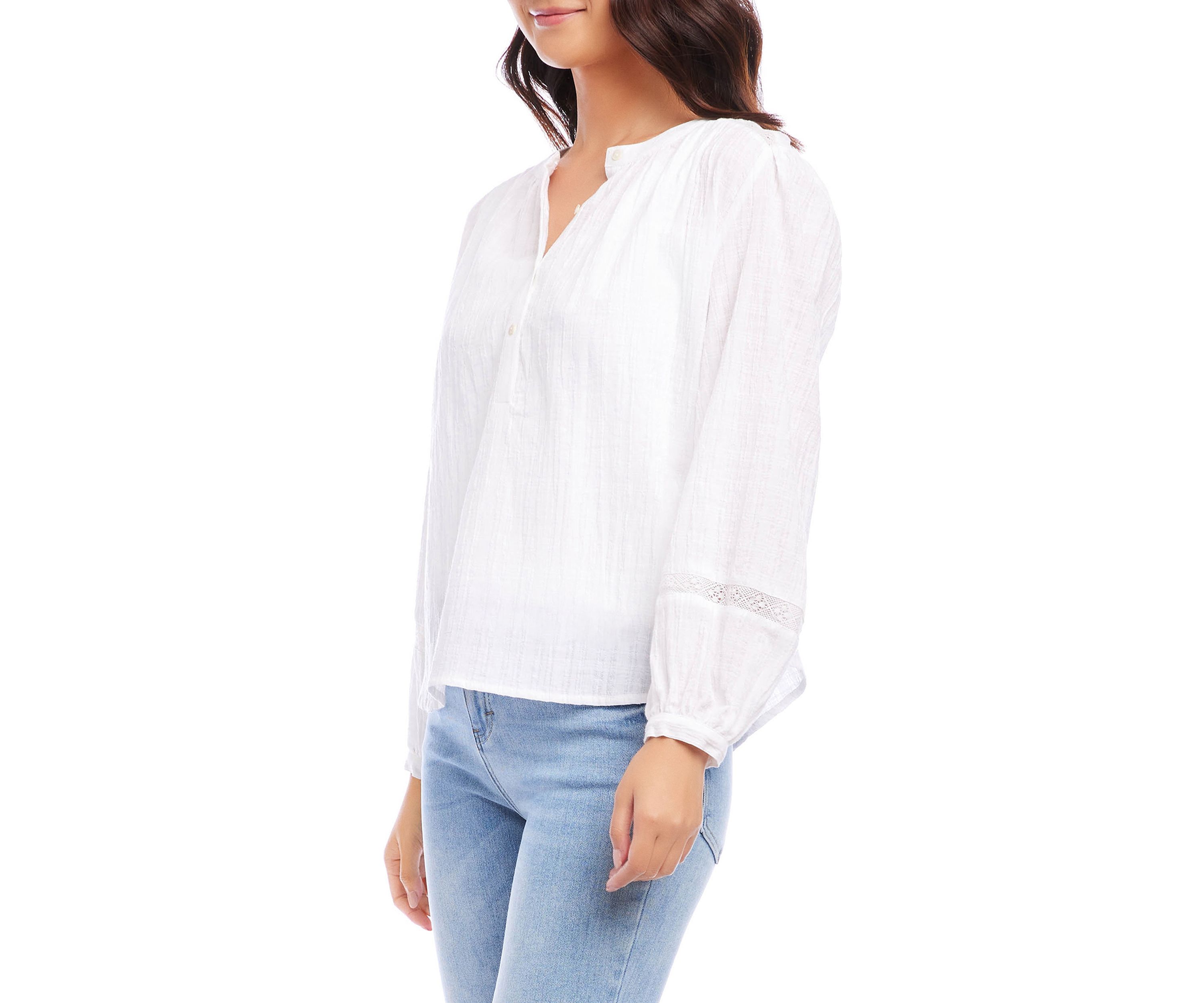 Womens Half Placket Cotton Top