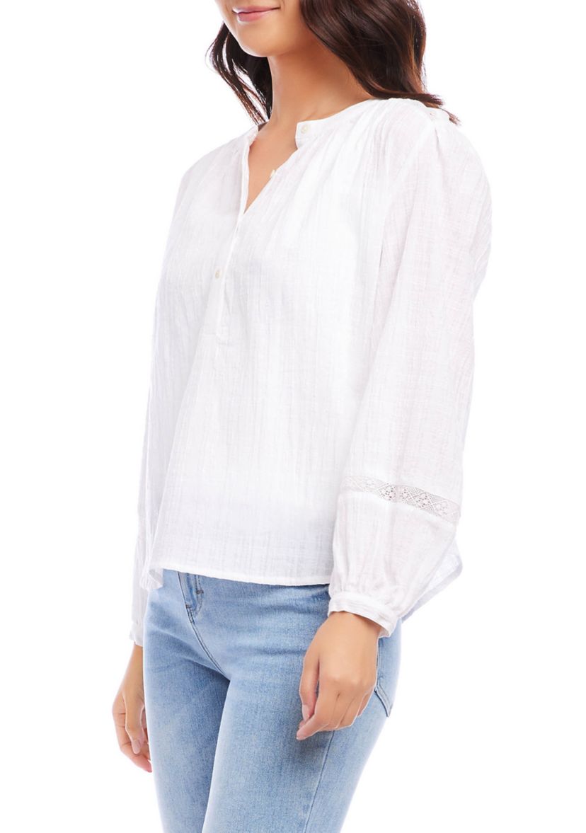 Womens Half Placket Cotton Top