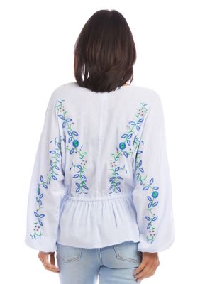 Women's Embroidered Drawstring Top