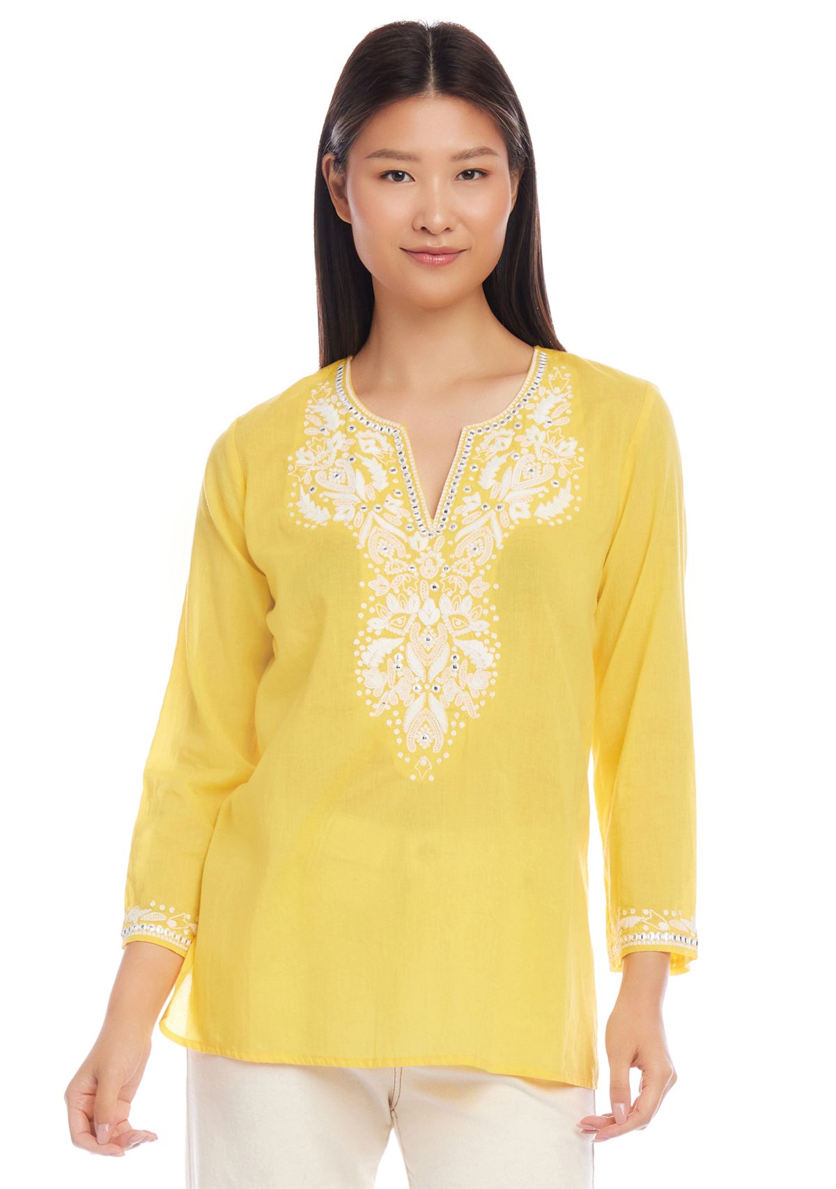 Petite Embroidered Tunic Top