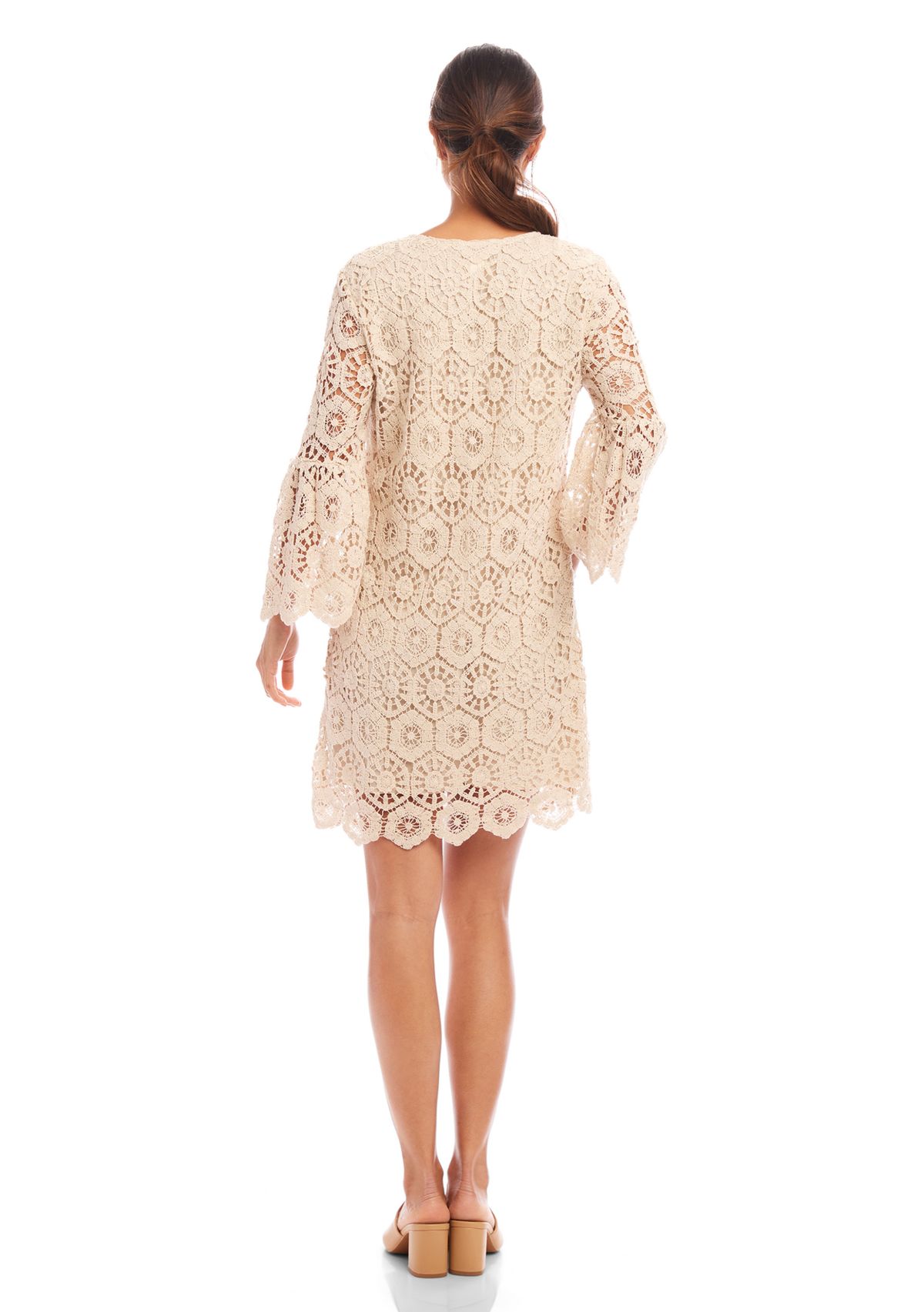 Womens Ruffle Sleeve Crochet Dress