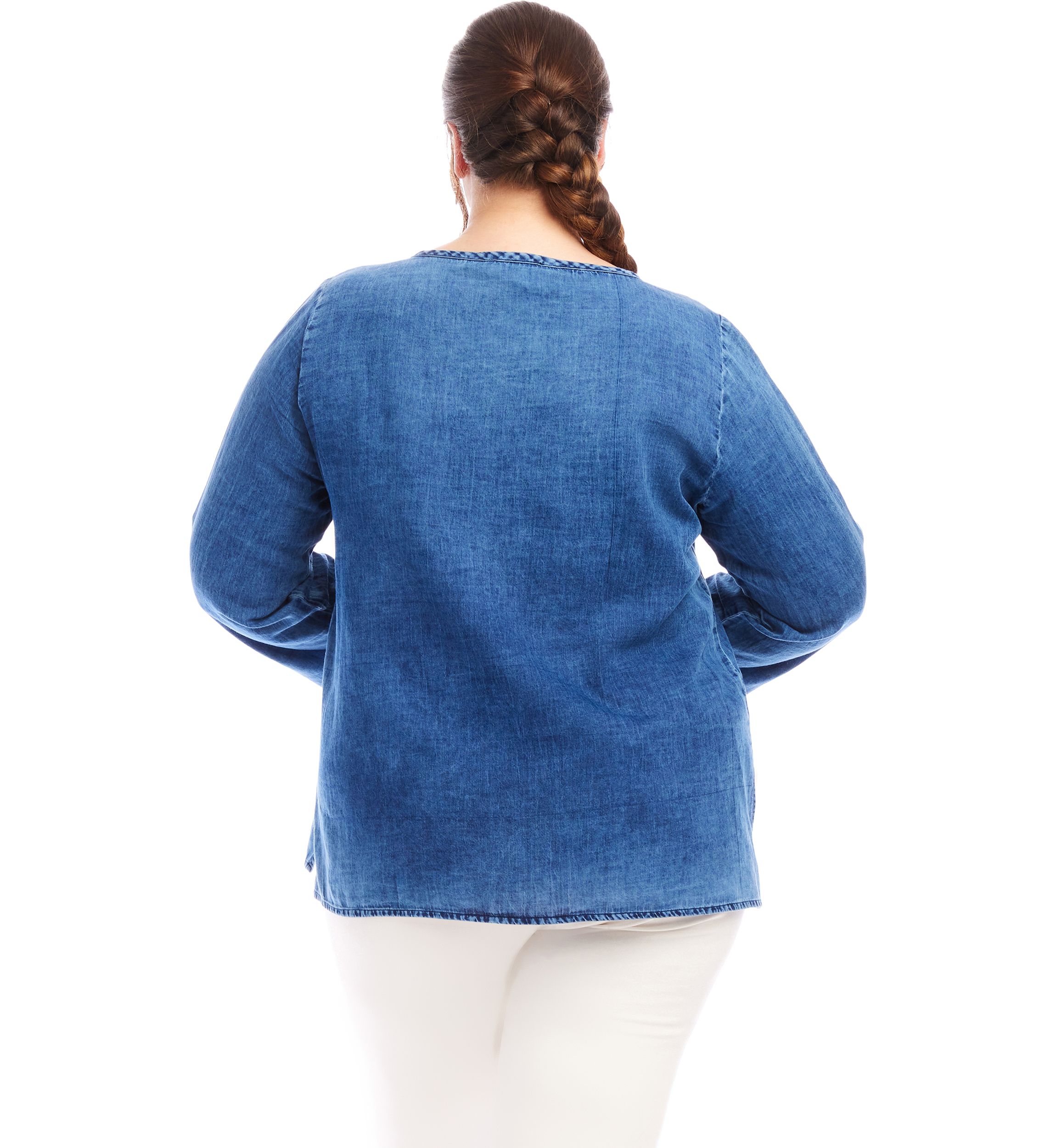 Plus Size Embroidered Boatneck Tunic