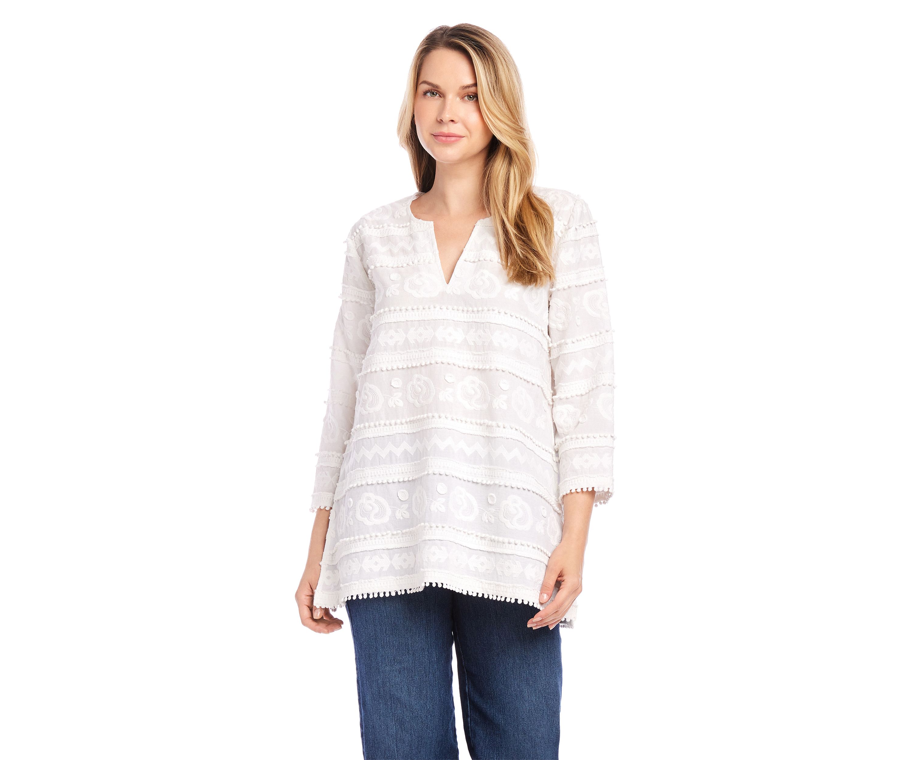 Petite Embroidered Tunic Top