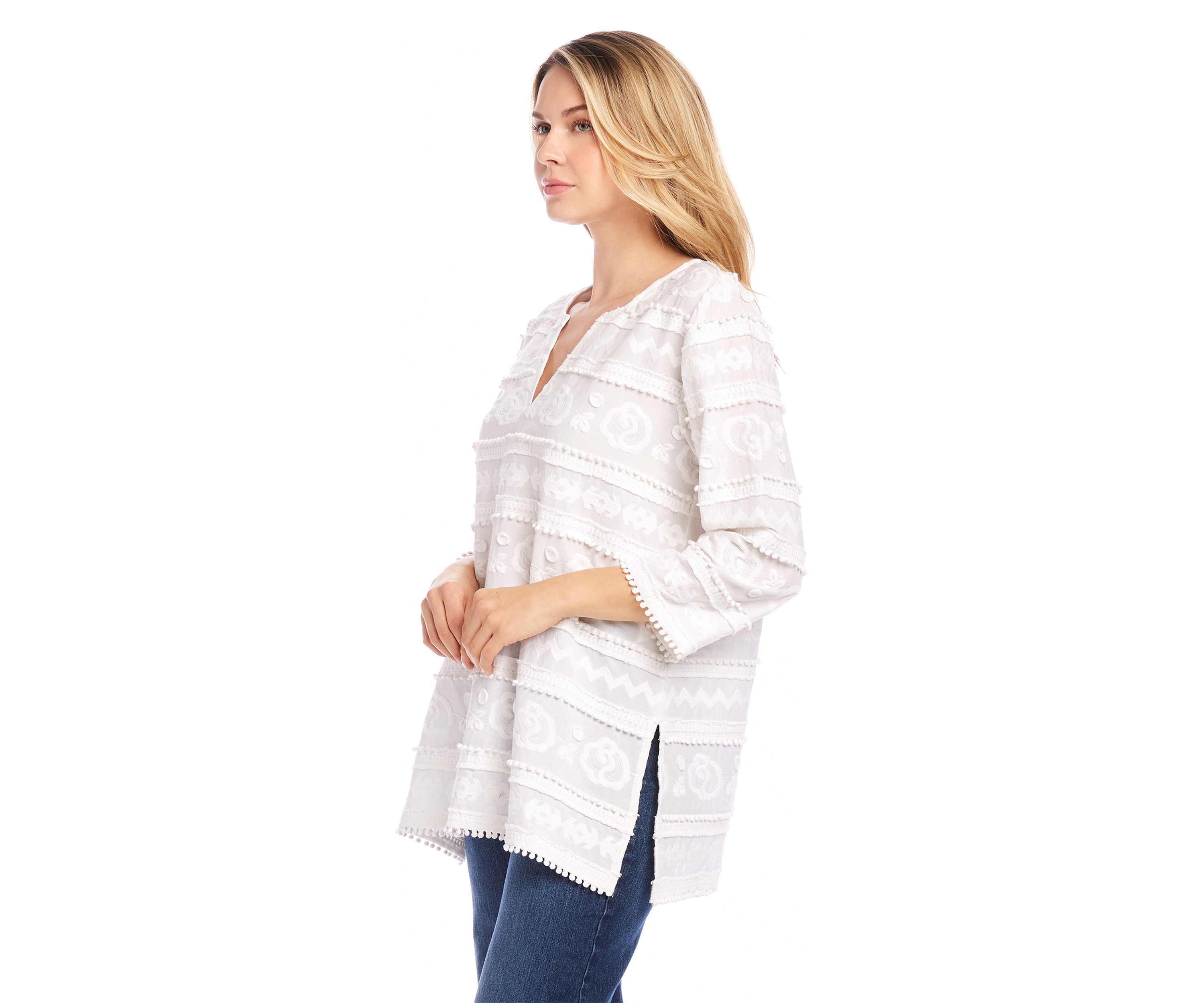 Petite Embroidered Tunic Top