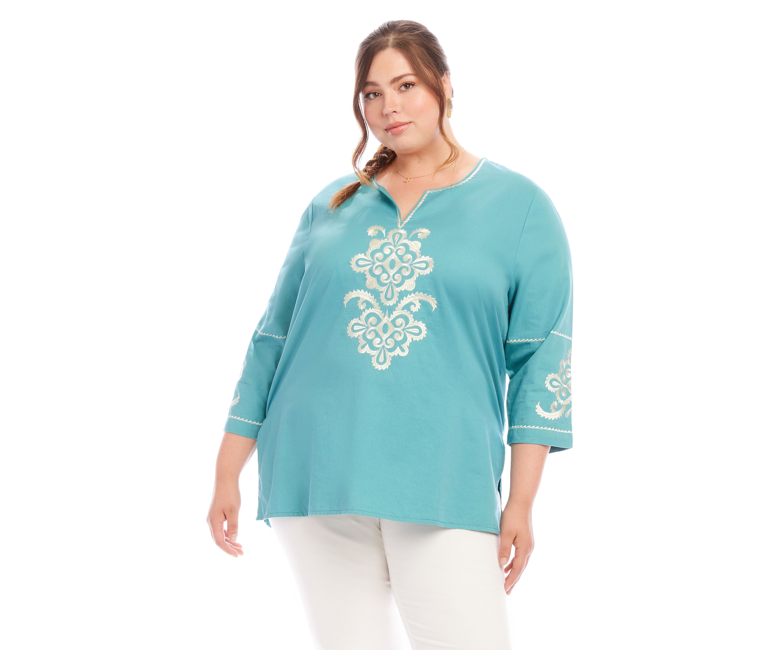 Plus Size Embroidered Tunic