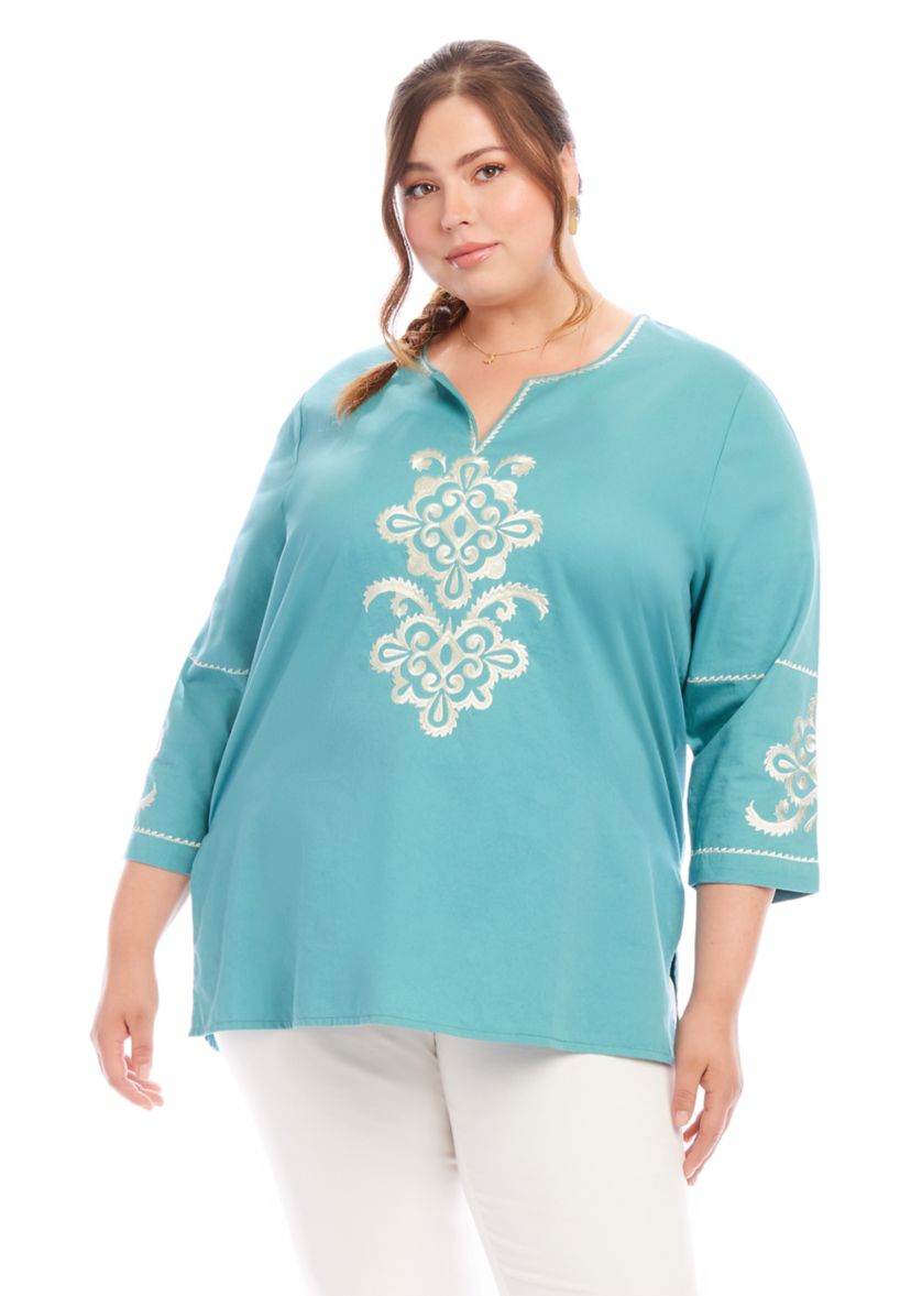 Plus Size Embroidered Tunic