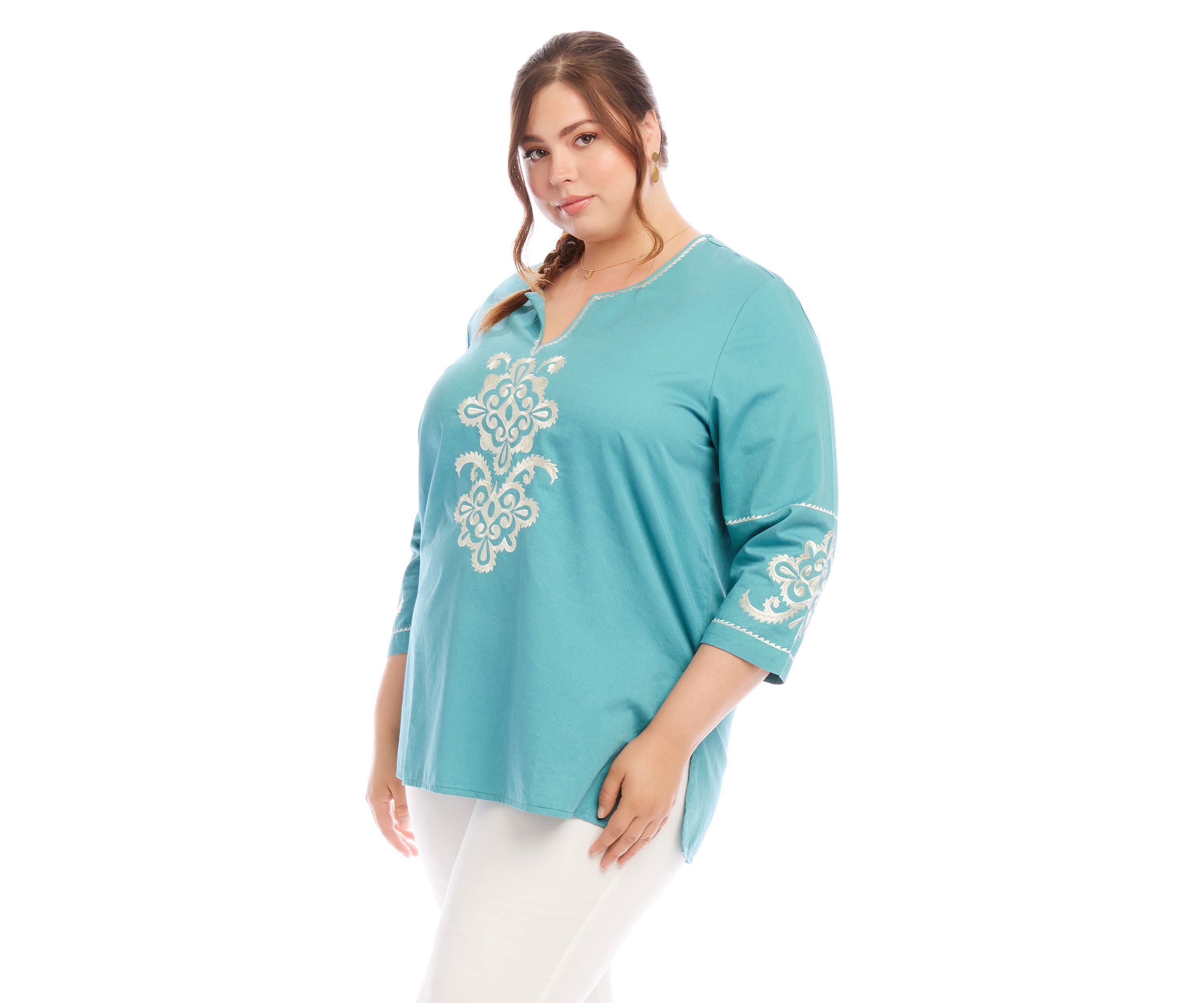 Plus Size Embroidered Tunic