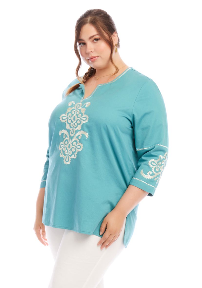 Plus Size Embroidered Tunic
