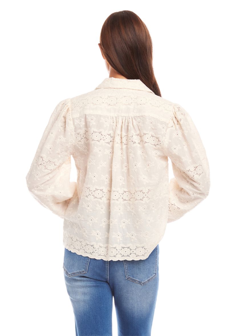 Womens Long Sleeve Embroidered Blouse