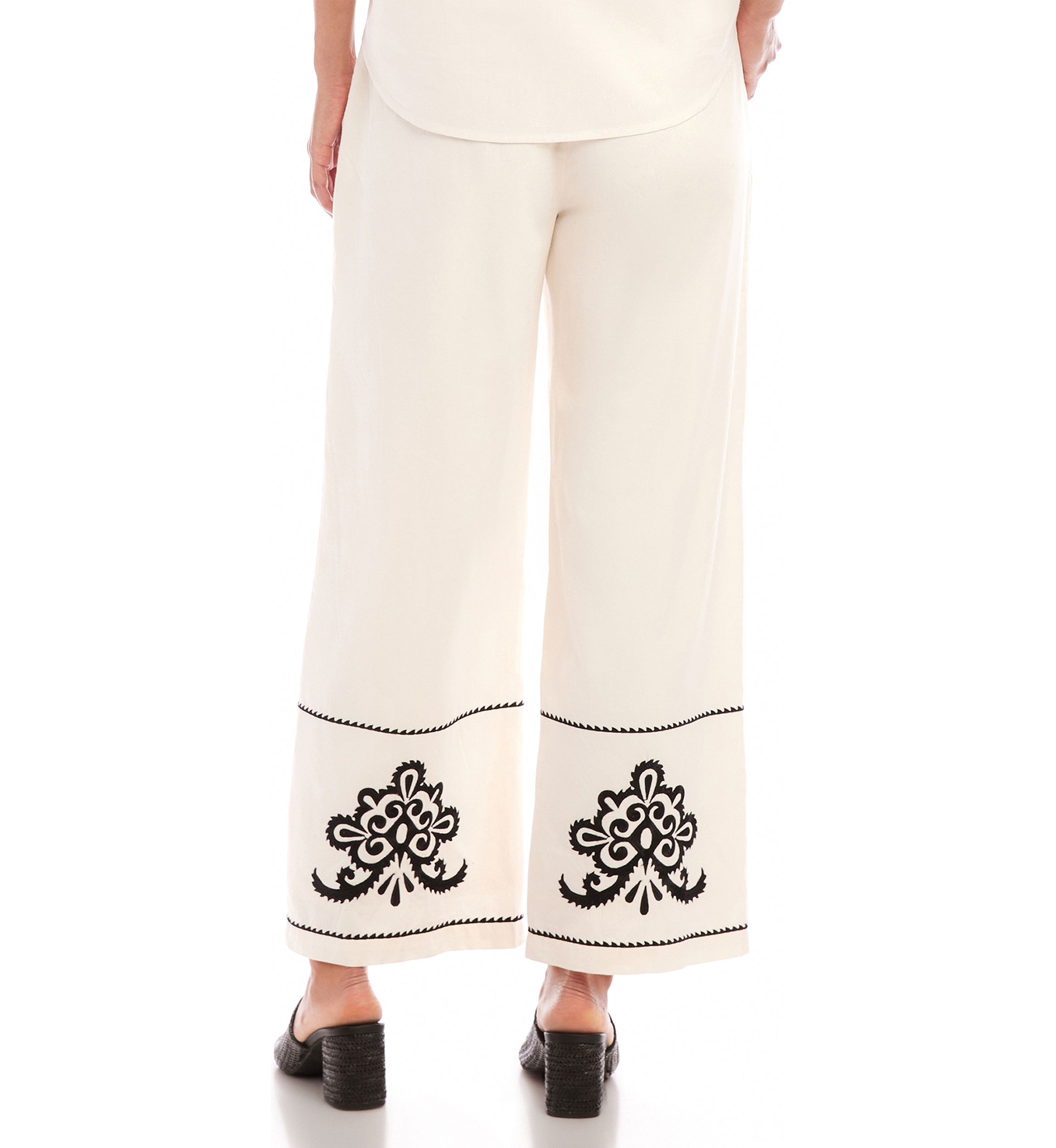 Womens Embroidered Drawstring Pants