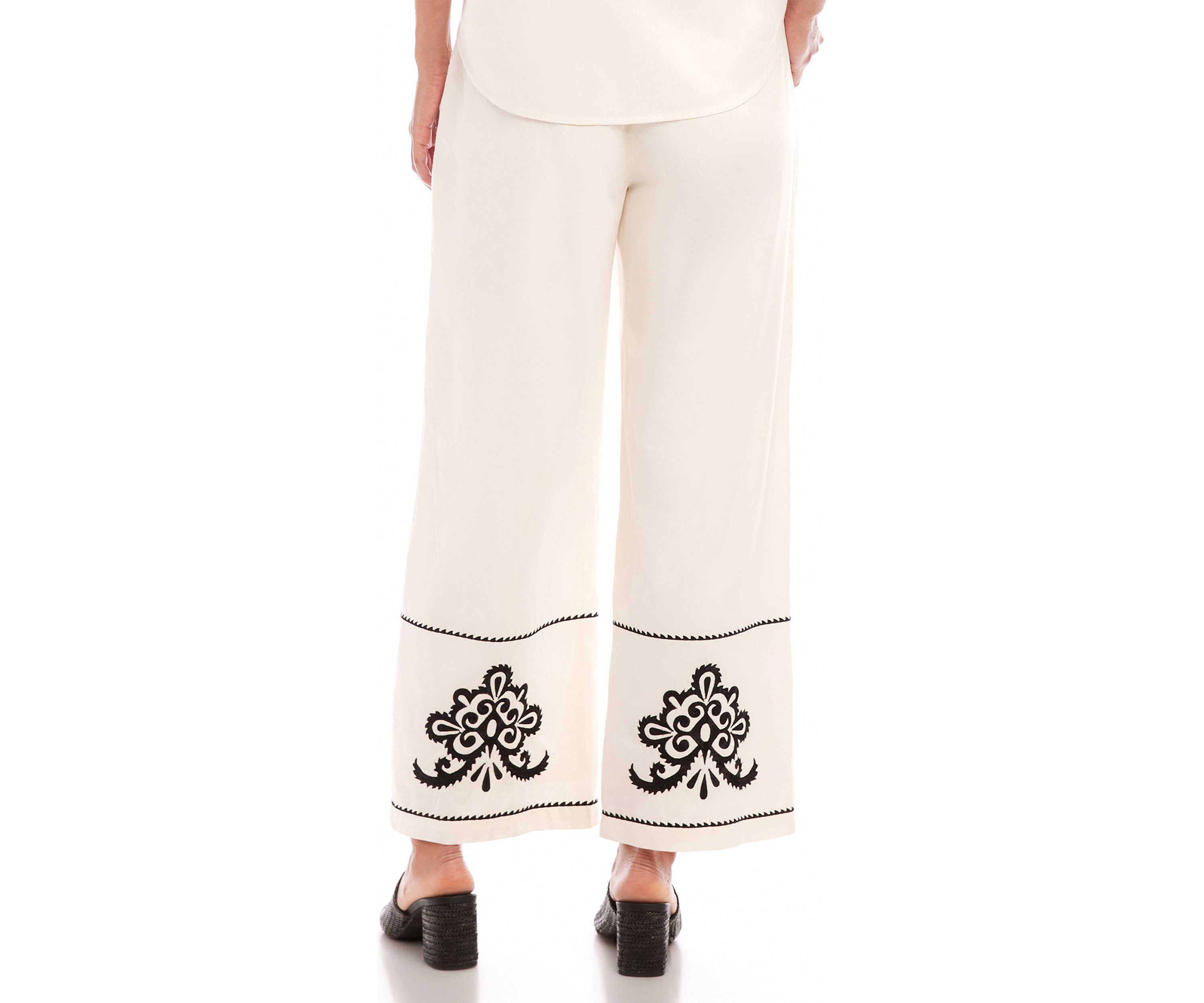 Womens Embroidered Drawstring Pants